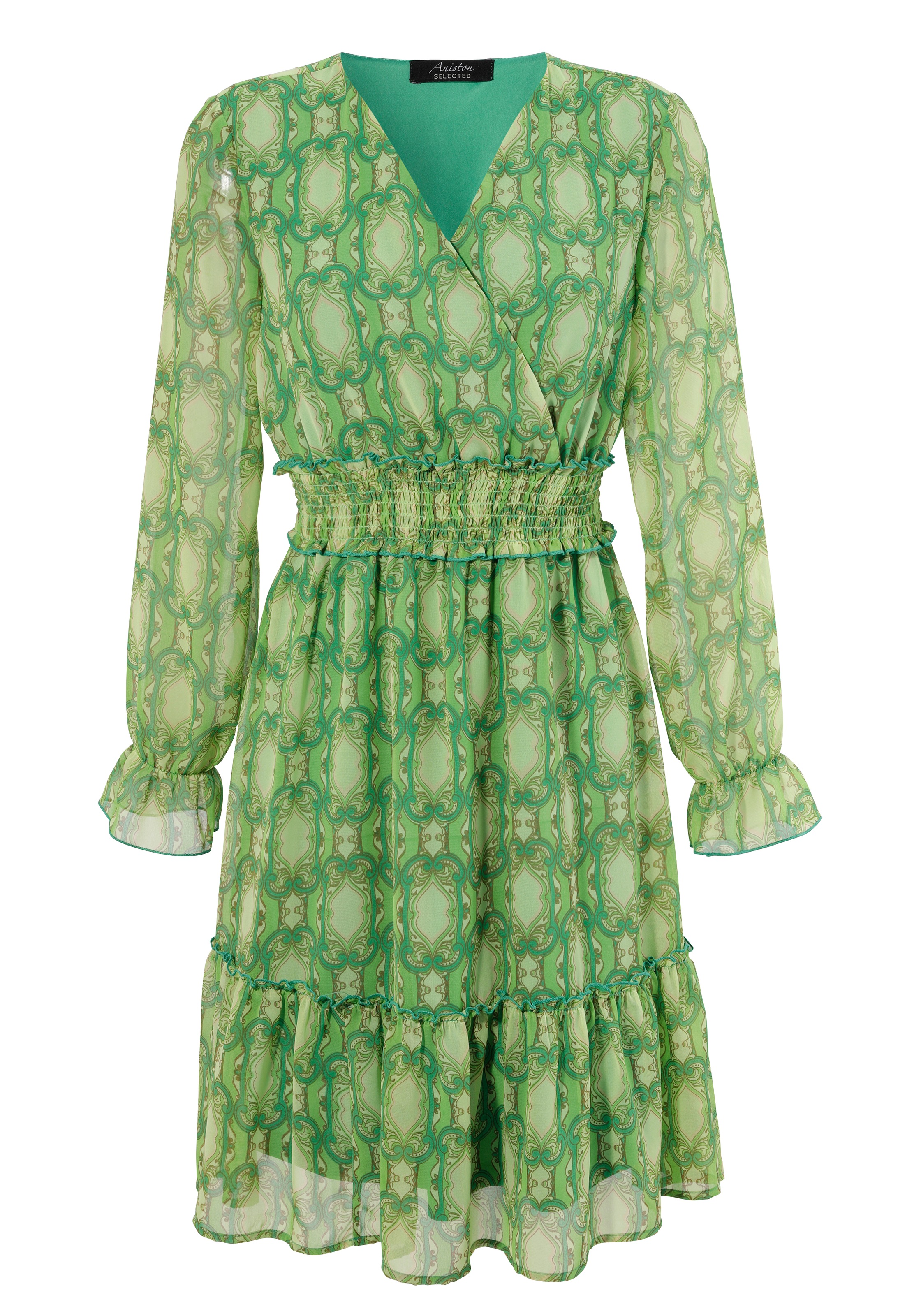 Aniston SELECTED Druckkleid, mit Volants, Rüschen und gesmokter Taille kaufen