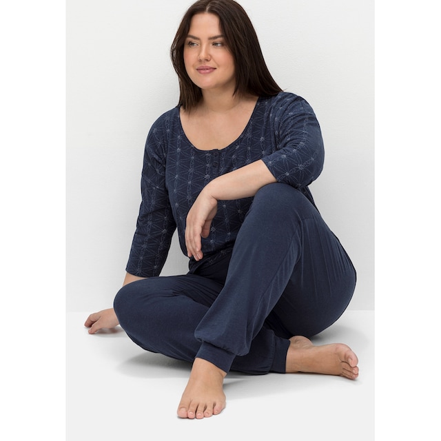 Sheego Pyjama »Große Größen«, (Set), Set aus 3/4-Arm-Shirt und Hose &  Wäsche auf Rechnung bestellen