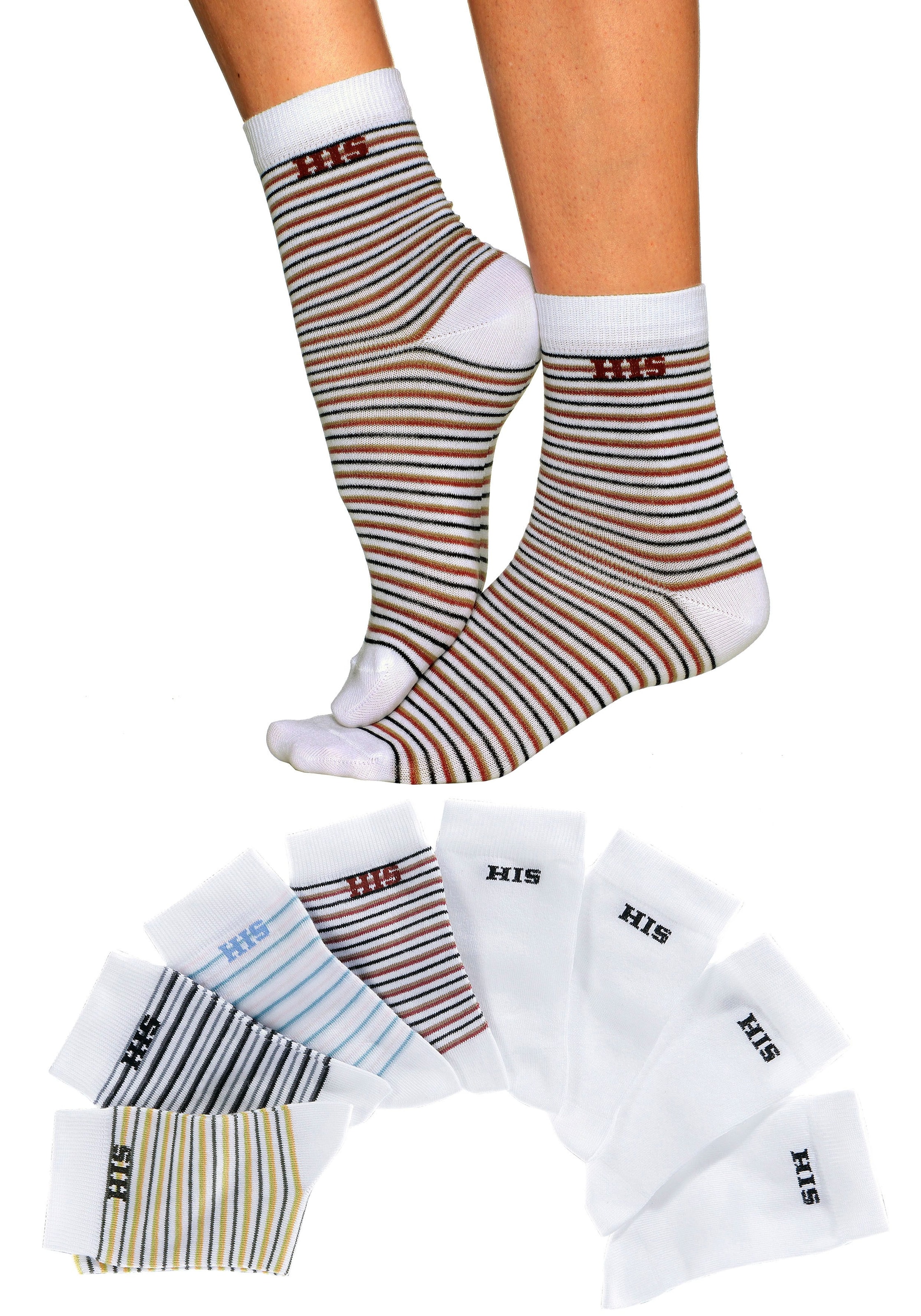 H.I.S Socken, (Set, 8 Paar), geringelt und unifarben kaufen | I'm walking