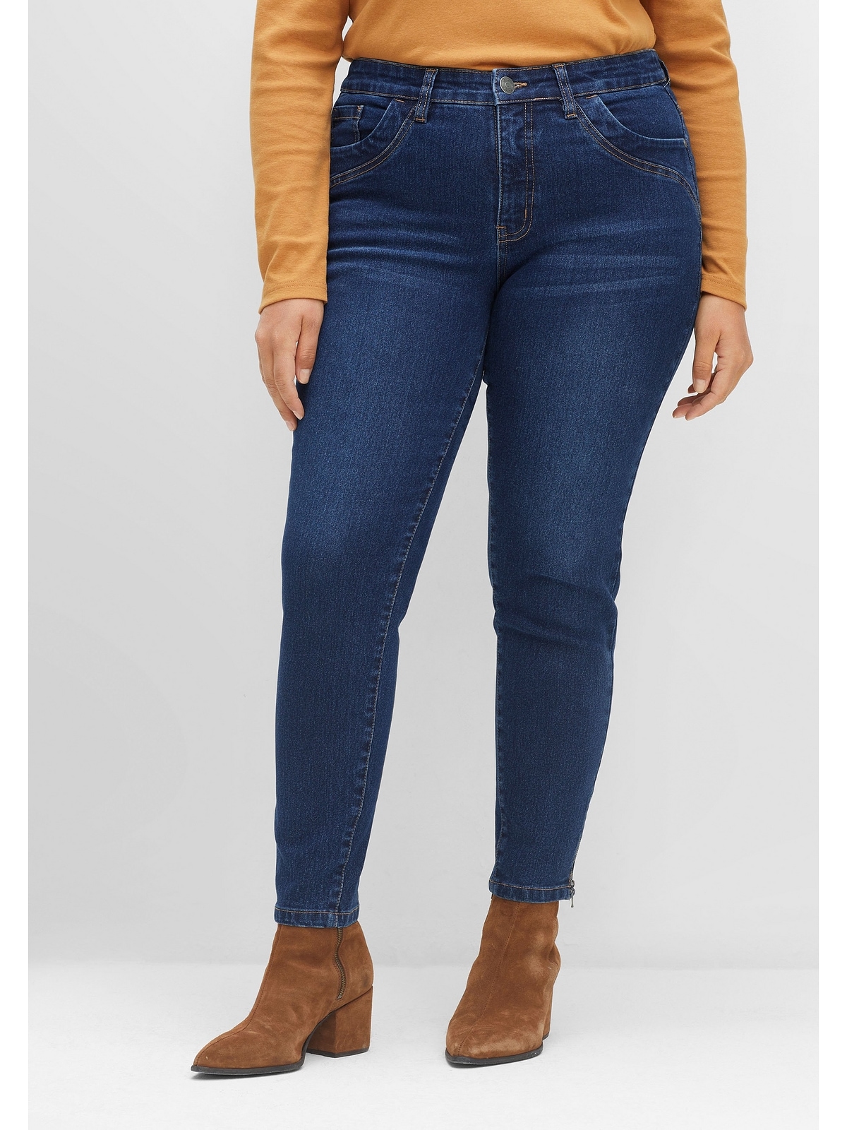 Sheego Stretch-Jeans »Große Größen«, mit Zippern am Saumabschluss online