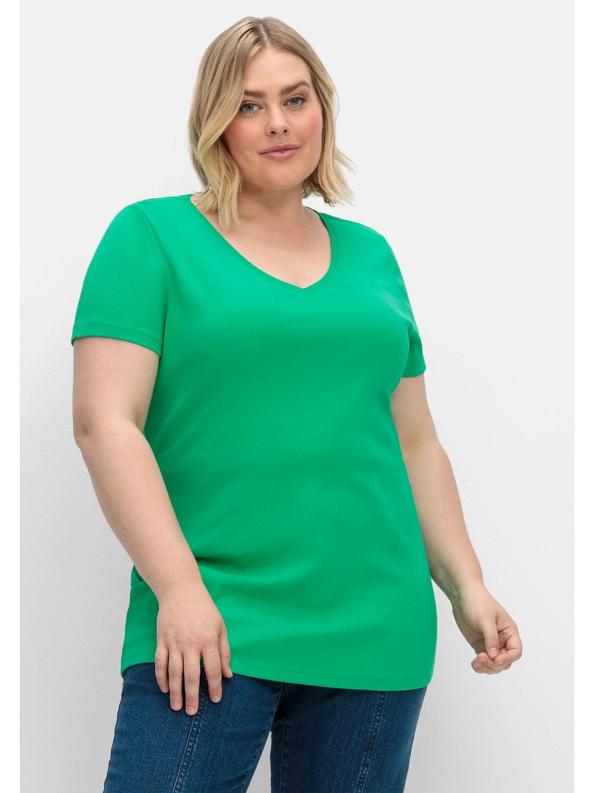 V-Ausschnitt Sheego »Große T-Shirt Größen«, mit kaufen