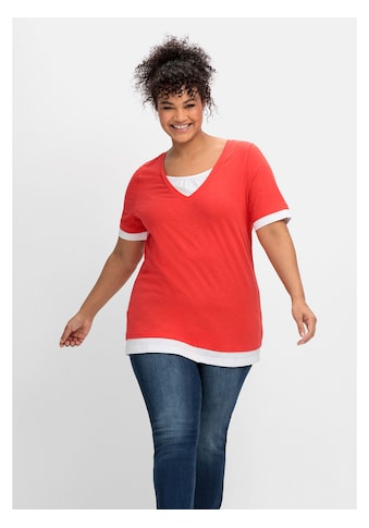 Sheego 2-in-1-Shirt »Große Größen«, in 2-in-1-Optik, mit V-Ausschnitt kaufen