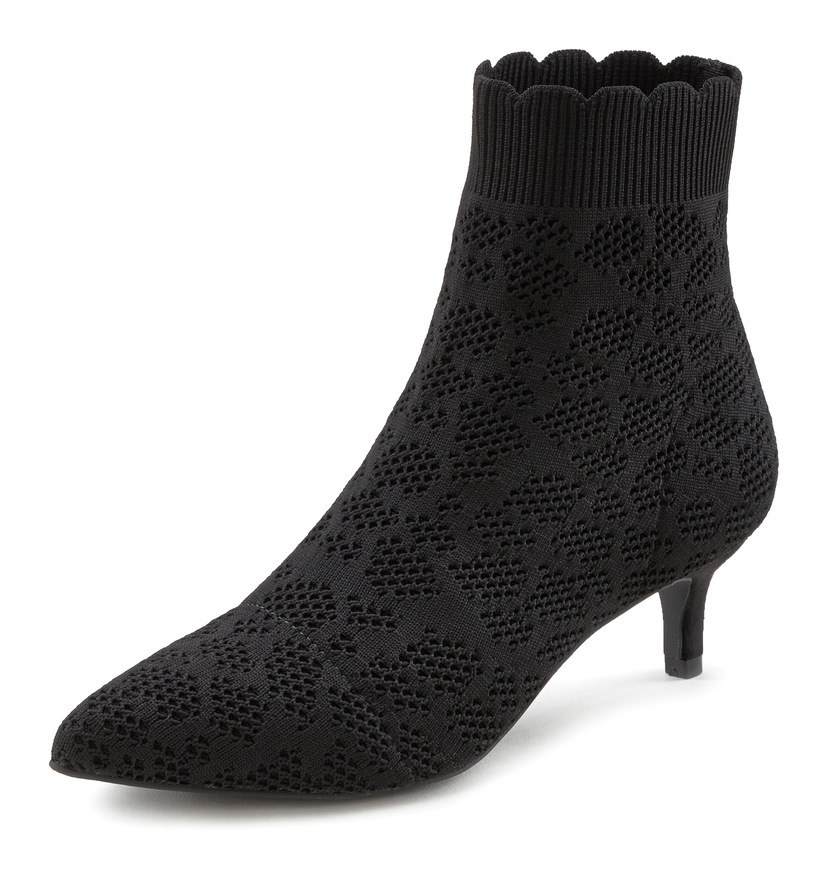 Ankleboots, High Heel Stiefelette, Stiefel, kleiner Absatz & elastischer Spitze