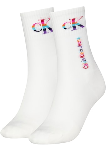 Socken »CKJ WOMEN SOCKS PRIDE«, (Packung, 2 Paar), Regenbogen-Logo