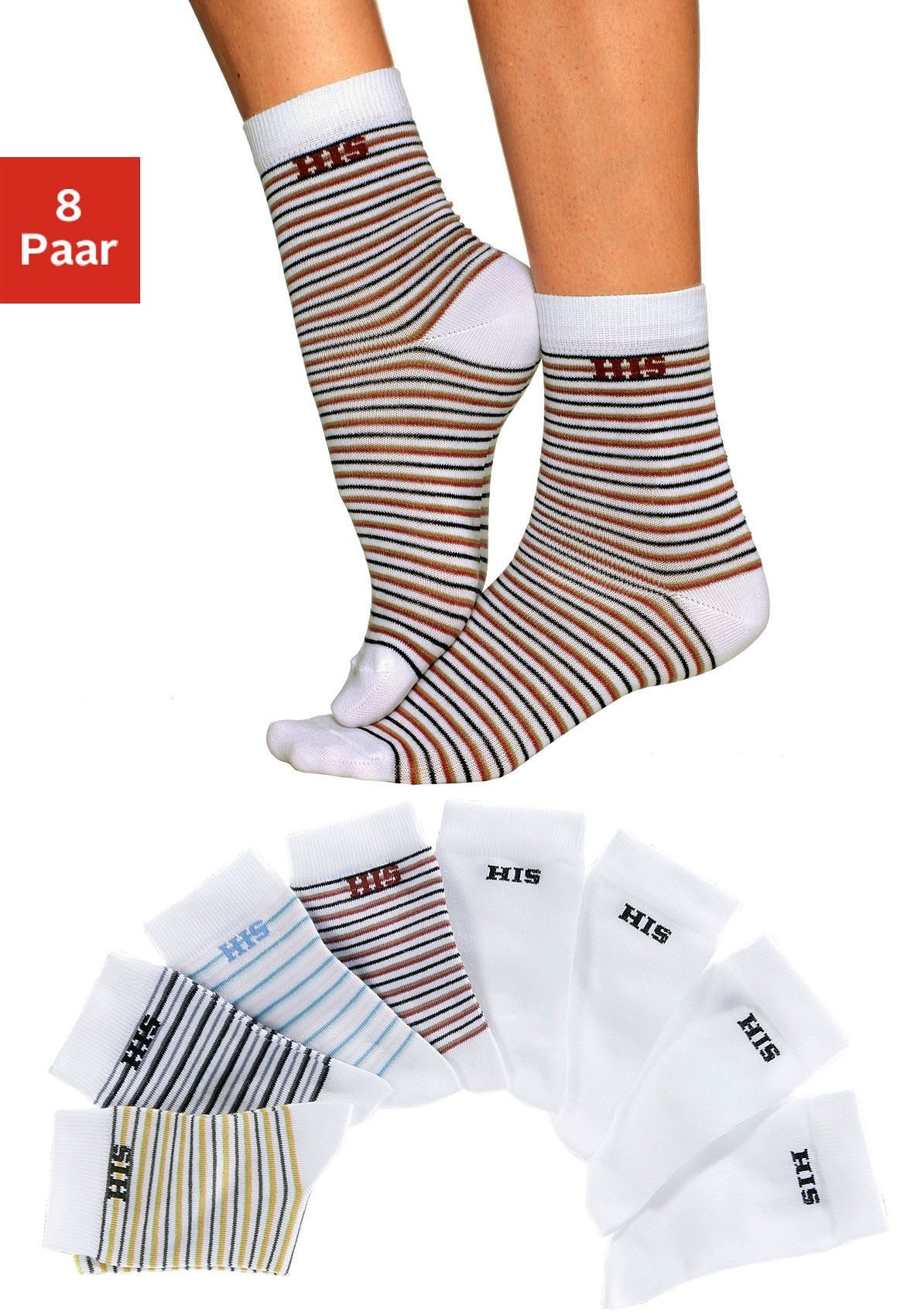 H.I.S Socken, und kaufen | Paar), I\'m unifarben 8 geringelt (Set, walking