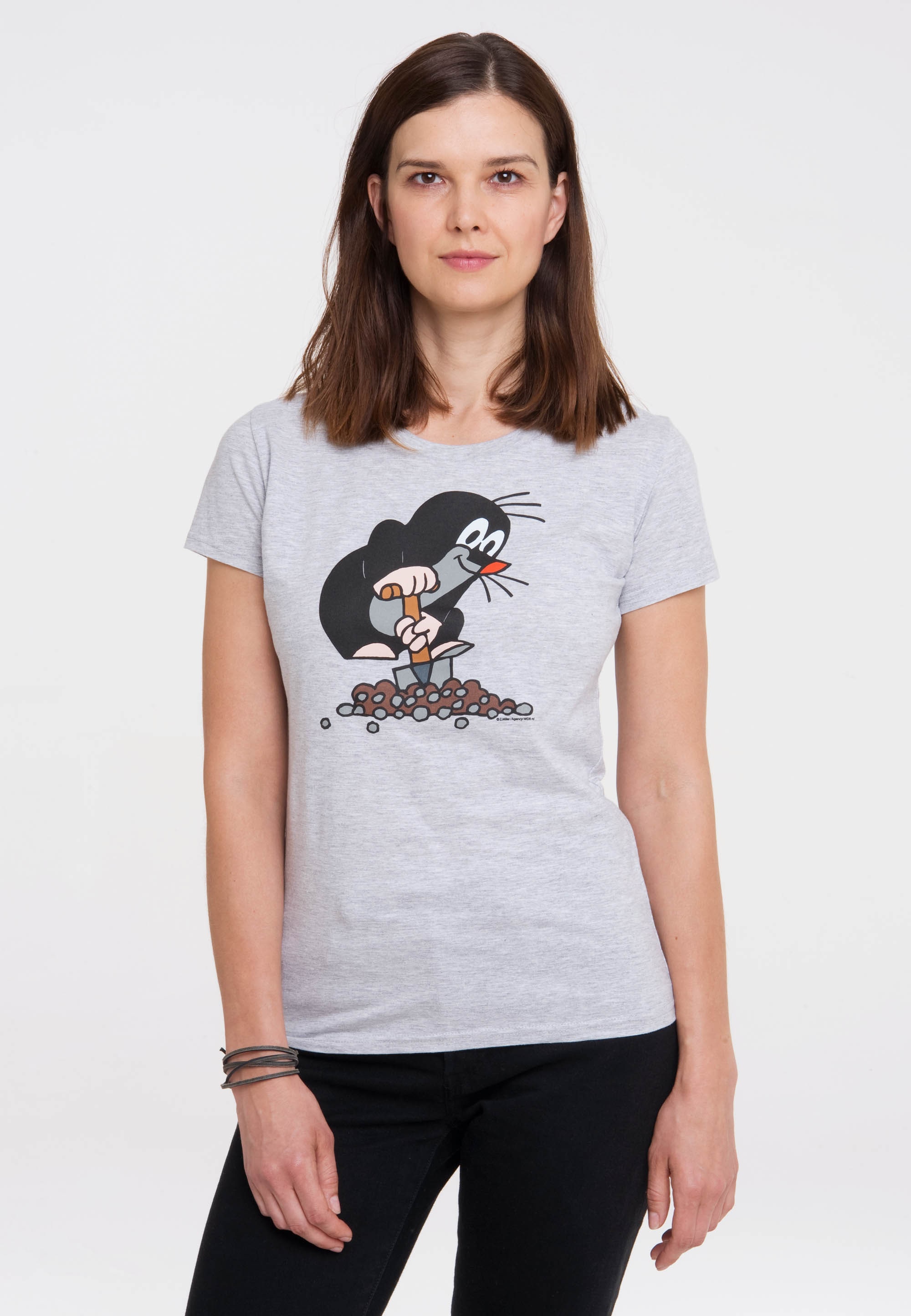 lizenziertem mit kleine Maulwurf«, I\'m | LOGOSHIRT online T-Shirt »Der walking Originaldesign