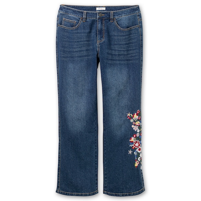 sheego seitlich Joe Bein by Blumenstickerei mit kaufen »Große am Größen«, Browns Bootcut-Jeans