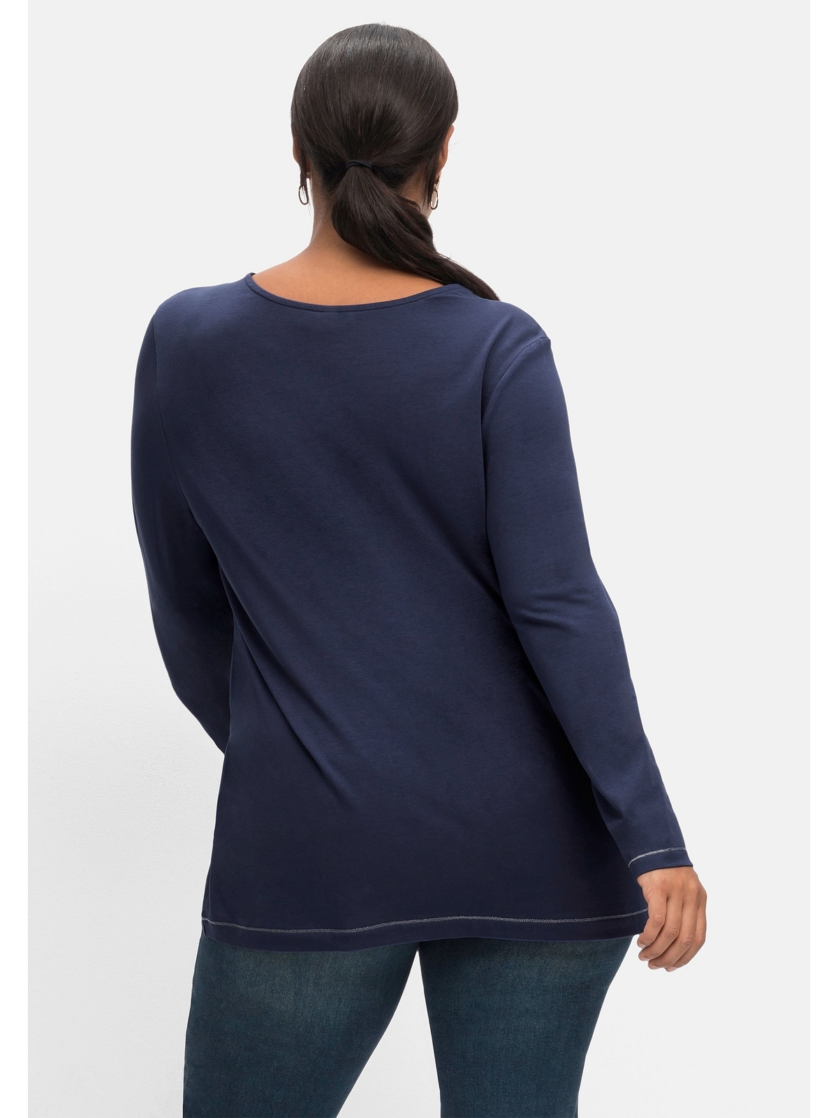 Sheego Langarmshirt »Große Größen«, in mit Falte A-Linie, vorn und Effektgarn shoppen