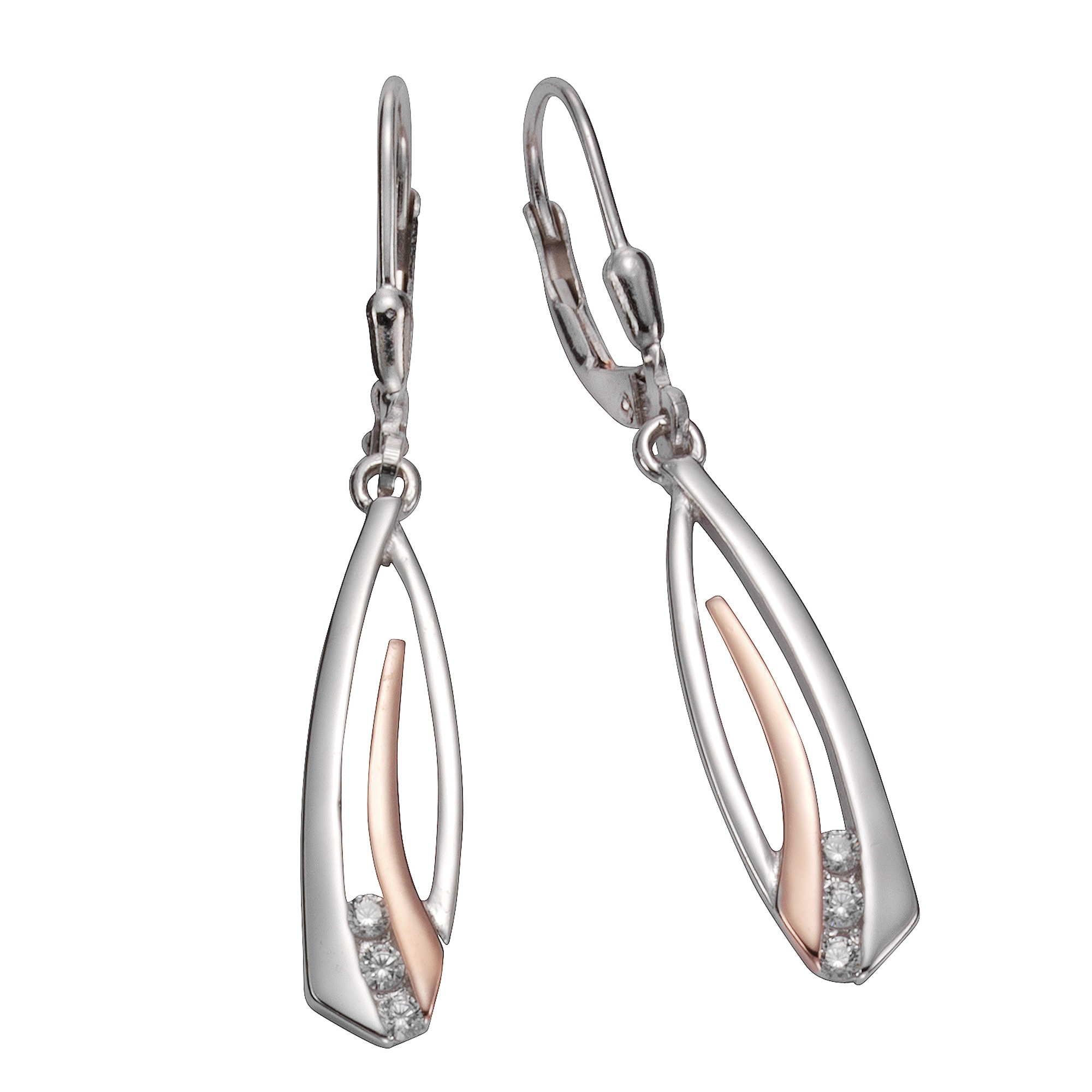 Vivance Paar Ohrhänger »925 Silber zweifarbig Zirkonia« online kaufen | I\'m  walking | Silberarmbänder