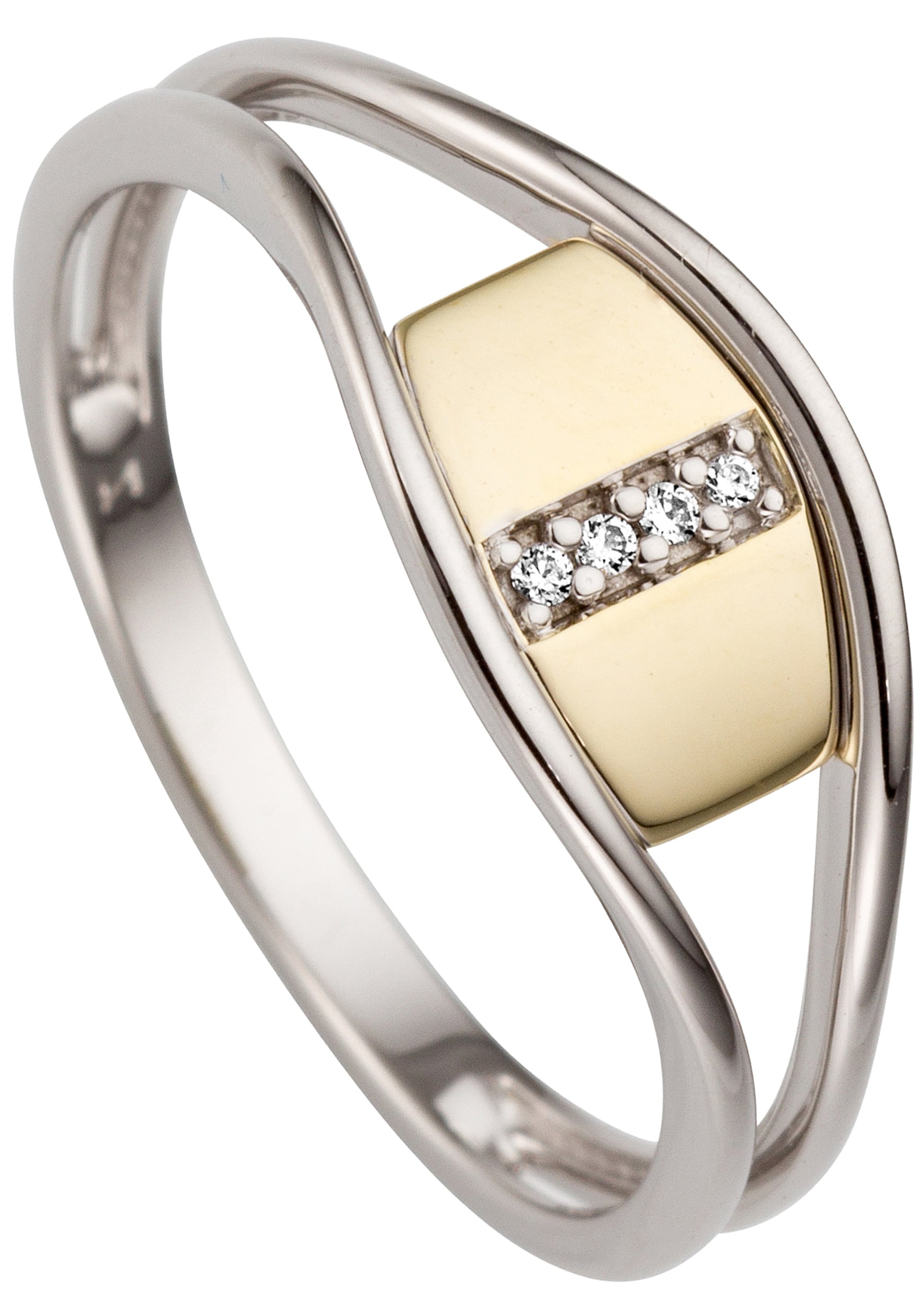 JOBO Fingerring »Ring mit 4 Diamanten«, 585 Gold bicolor kaufen | I\'m  walking