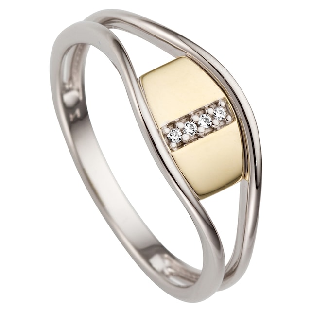JOBO Fingerring »Ring mit 4 Diamanten«, 585 Gold bicolor kaufen | I'm  walking