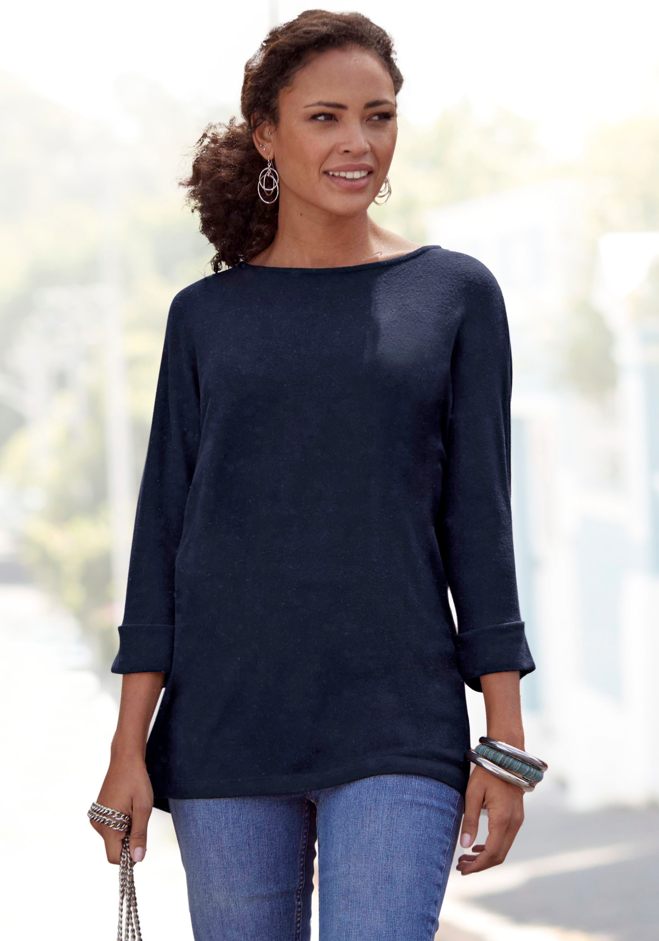 LASCANA 3/4-Arm-Shirt, (1 tlg.), mit modischem Ärmel-Aufschlag online  kaufen | I\'m walking | T-Shirts