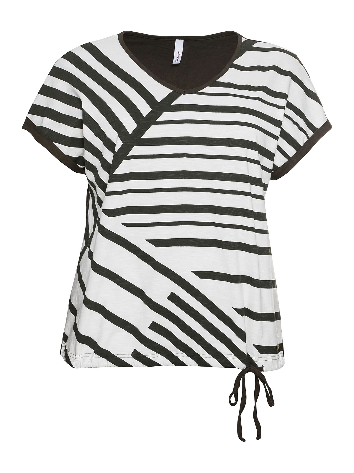 verlängertem und bestellen Größen«, Sheego T-Shirt Rücken mit garngefärbten »Große Ringeln