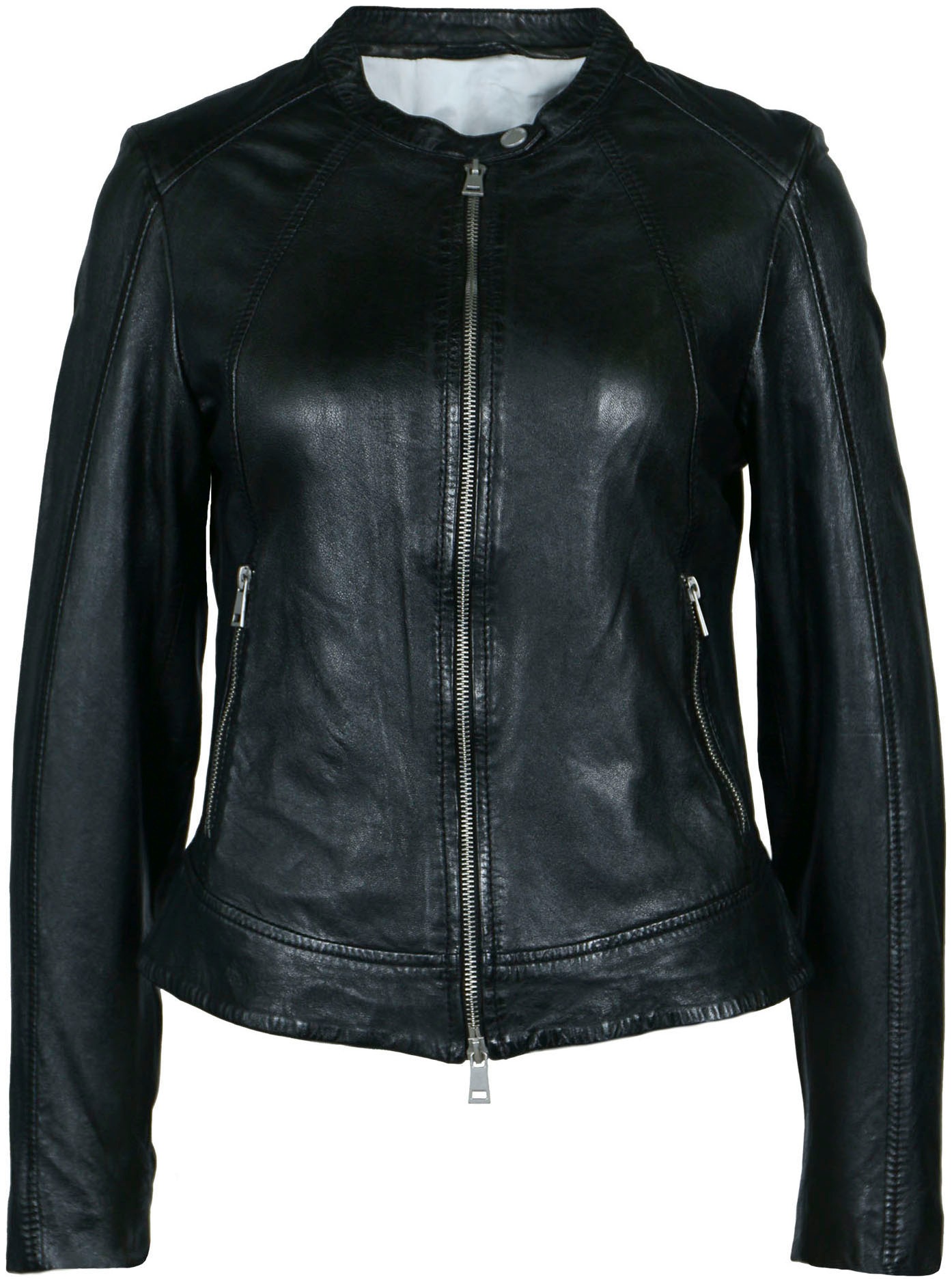 Freaky Nation Lederjacke »Miss Tula-FN«, kurzer Stehkragen mit Druckknopf