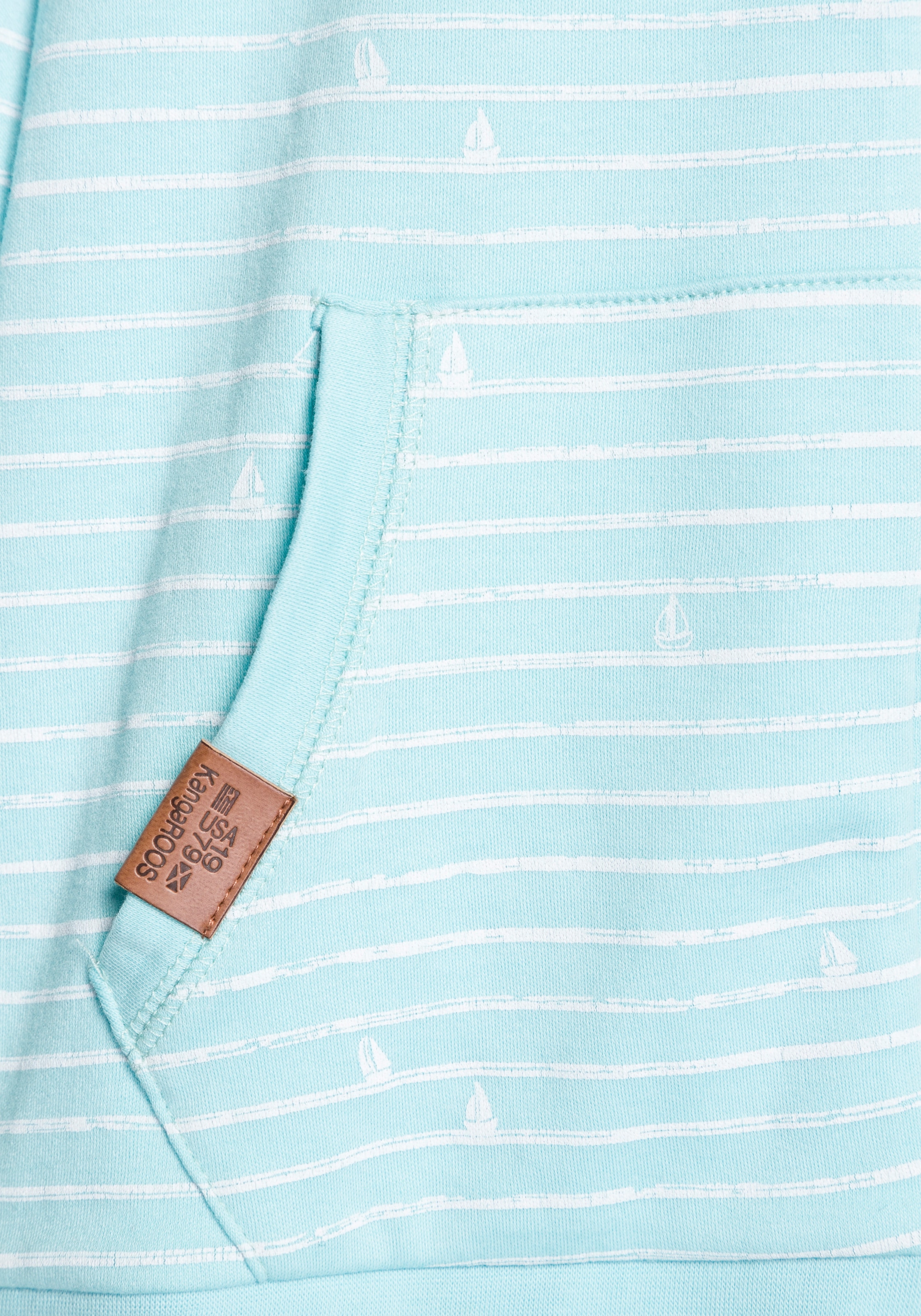 KangaROOS Kapuzensweatjacke, mit walking minimalistischen | Streifen kaufen I\'m und aus maritimen Schiffen Alloverdruck