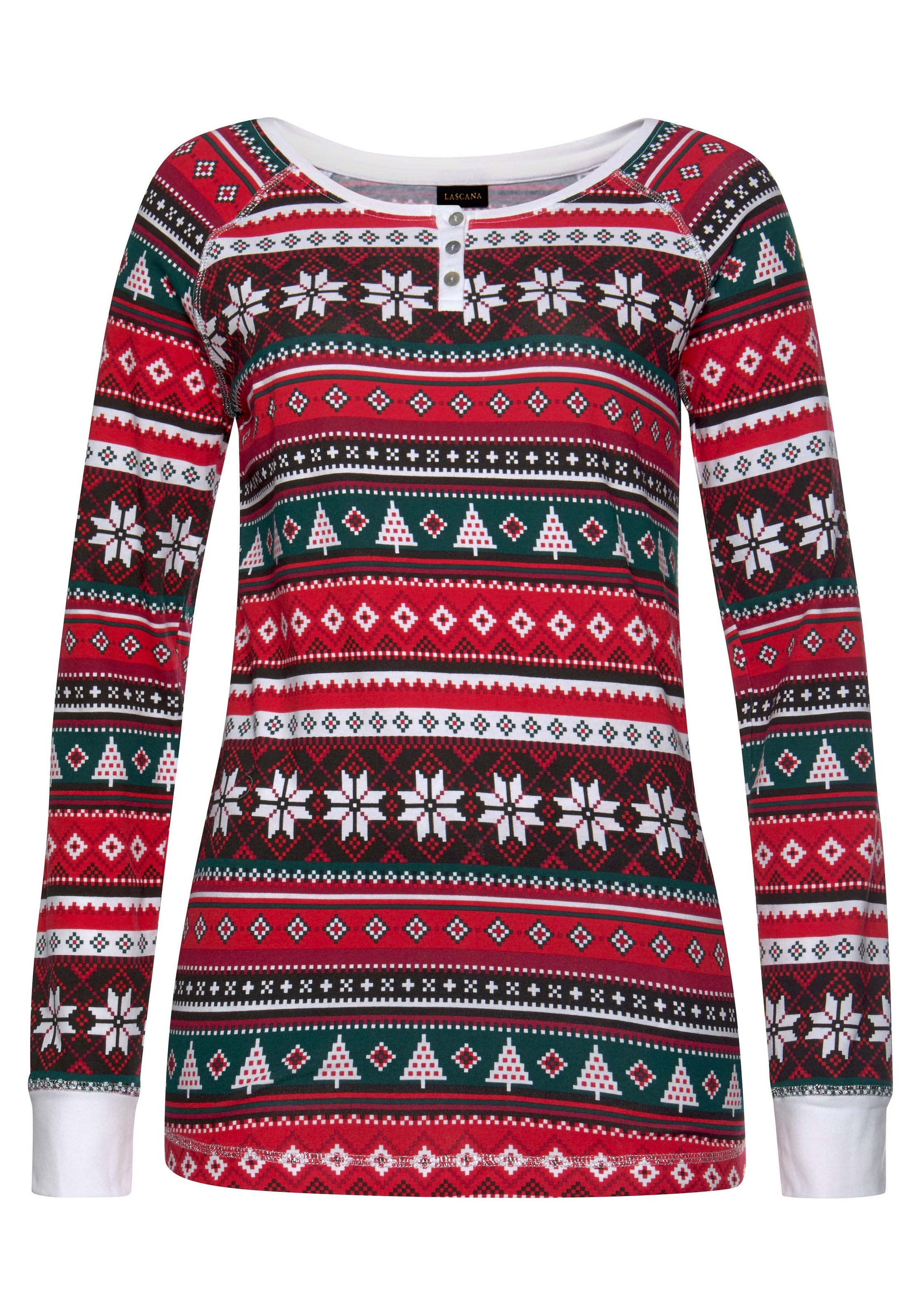 LASCANA Pyjama, (2 tlg., 1 auf Muster Wäsche Stück), mit bestellen weihnachtlichem Rechnung 