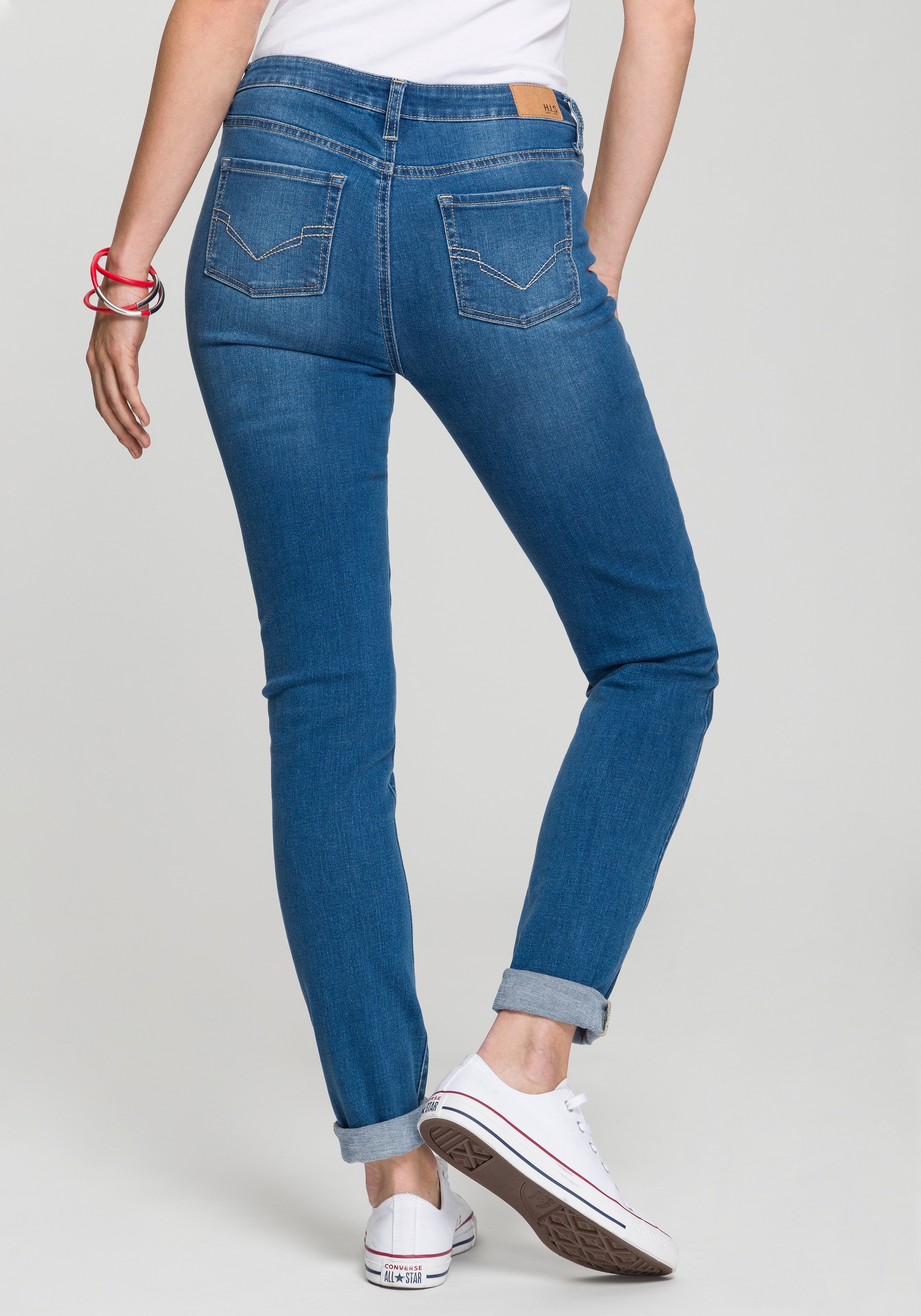 OZON Slim-fit-Jeans Ökologische, shoppen durch »High-Waist«, Produktion I\'m walking WASH H.I.S | wassersparende