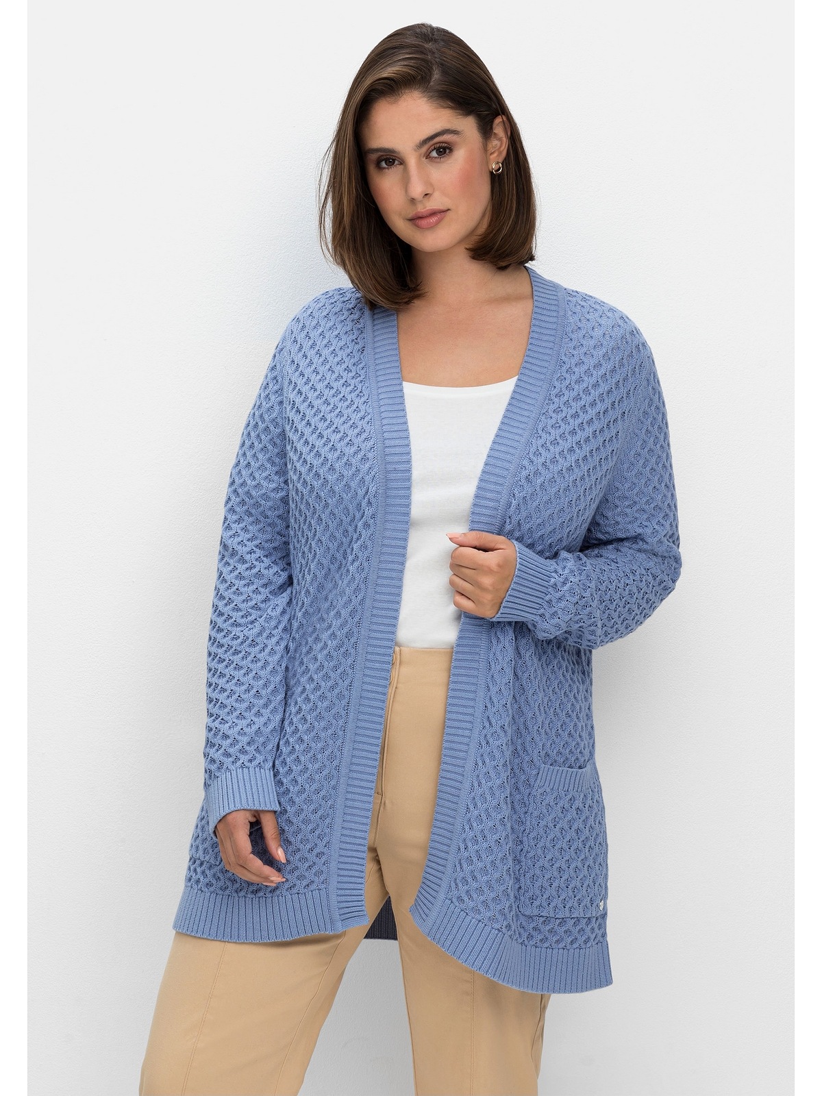 sheego -  Strickjacke "Strickjacke", mit Wabenstruktur, in leichter A-Linie