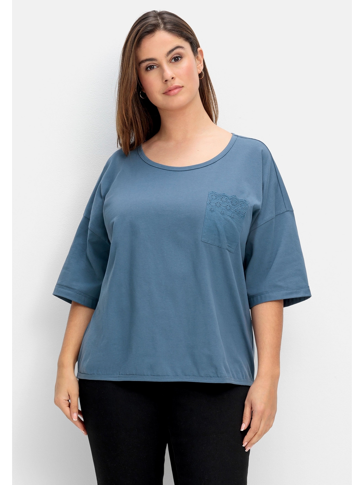 Größen«, T-Shirt Sheego Spitze aus »Große walking Brusttasche mit | I\'m kaufen