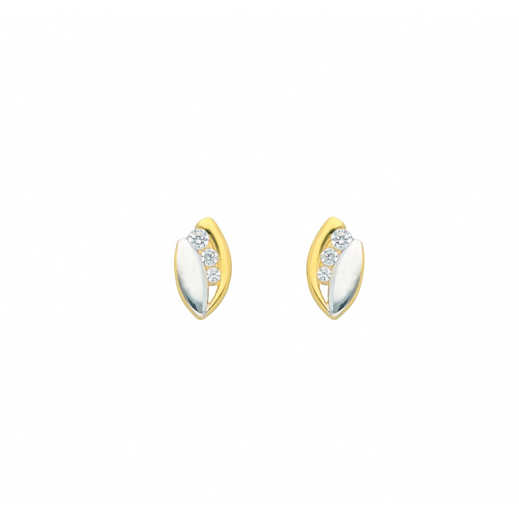Adelia´s Paar Ohrhänger 1 Paar 585 Gold Ohrringe / Ohrstecker mit Zirkonia mit Zirkonia Goldschmuck für Damen