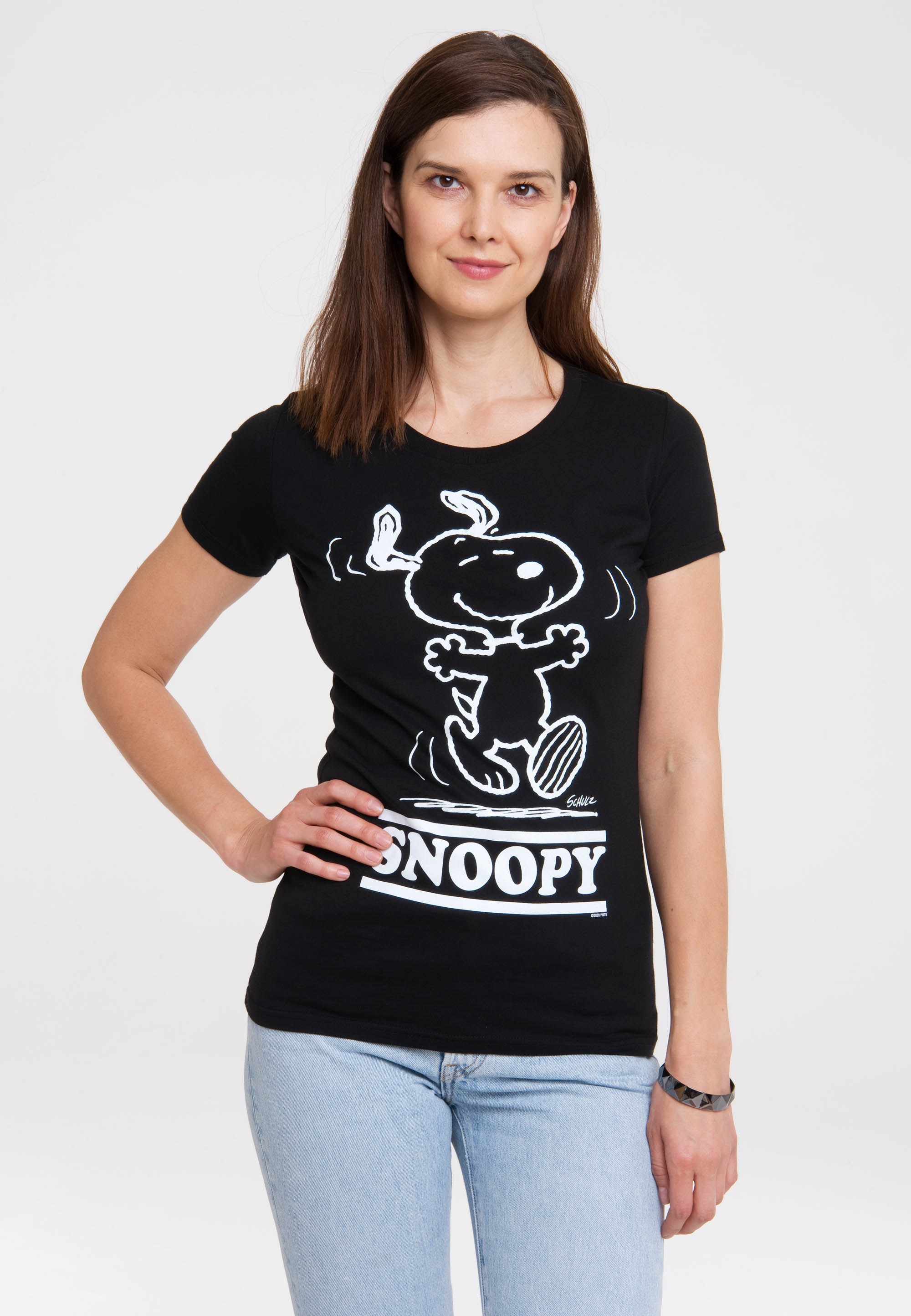 lizenziertem T-Shirt LOGOSHIRT »Snoopy Original-Print mit Happy«, - shoppen