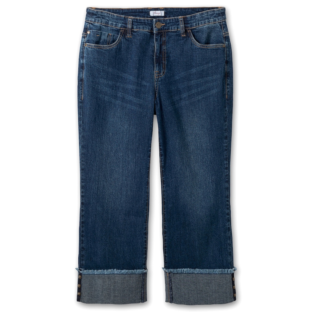Sheego 7/8-Jeans Große Größen aus Denim mit breitem Saum-Umschlag
