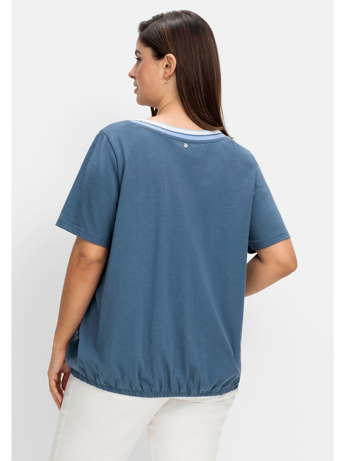 Sheego T-Shirt »Große Größen«, mit Gummizugbund und gestreifter shoppen Rippblende