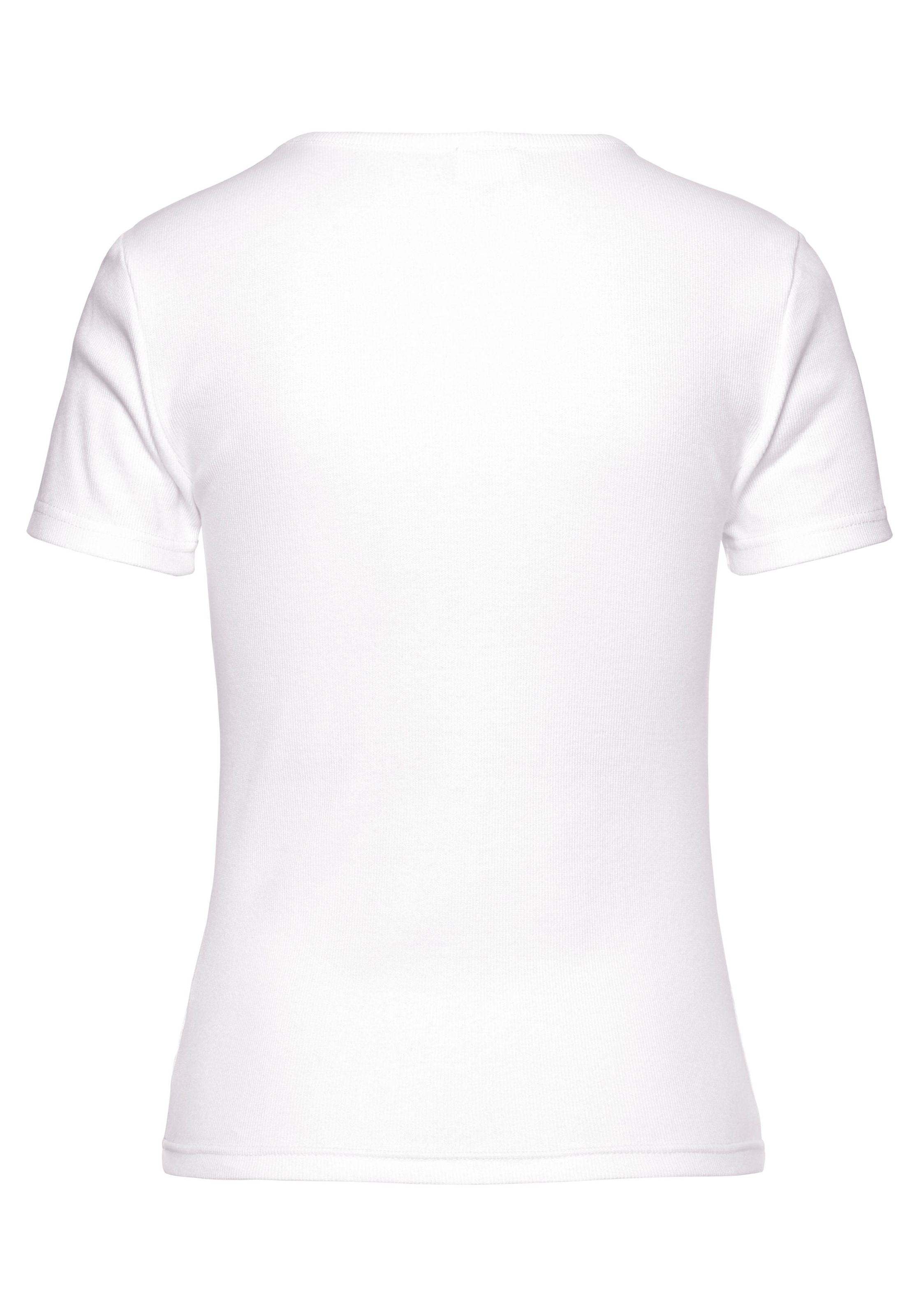 Buffalo Kurzarmshirt, aus feiner Rippware, Baumwolle, Basic walking I\'m aus | T-Shirt online Cut-Out-Detail