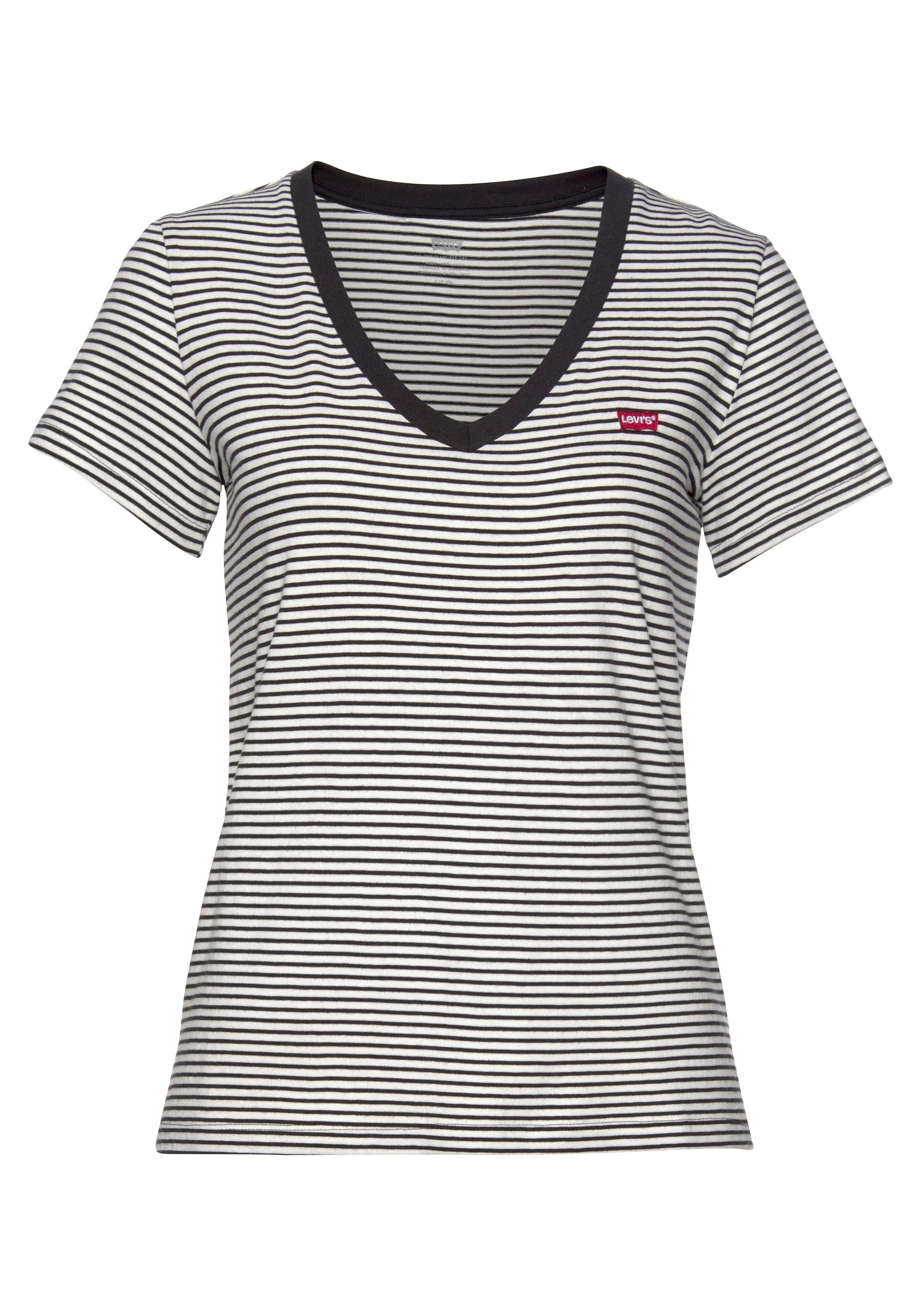 Levi's® V-Shirt PERFECT VNECK mit Mini-Batwing-Logostickerei