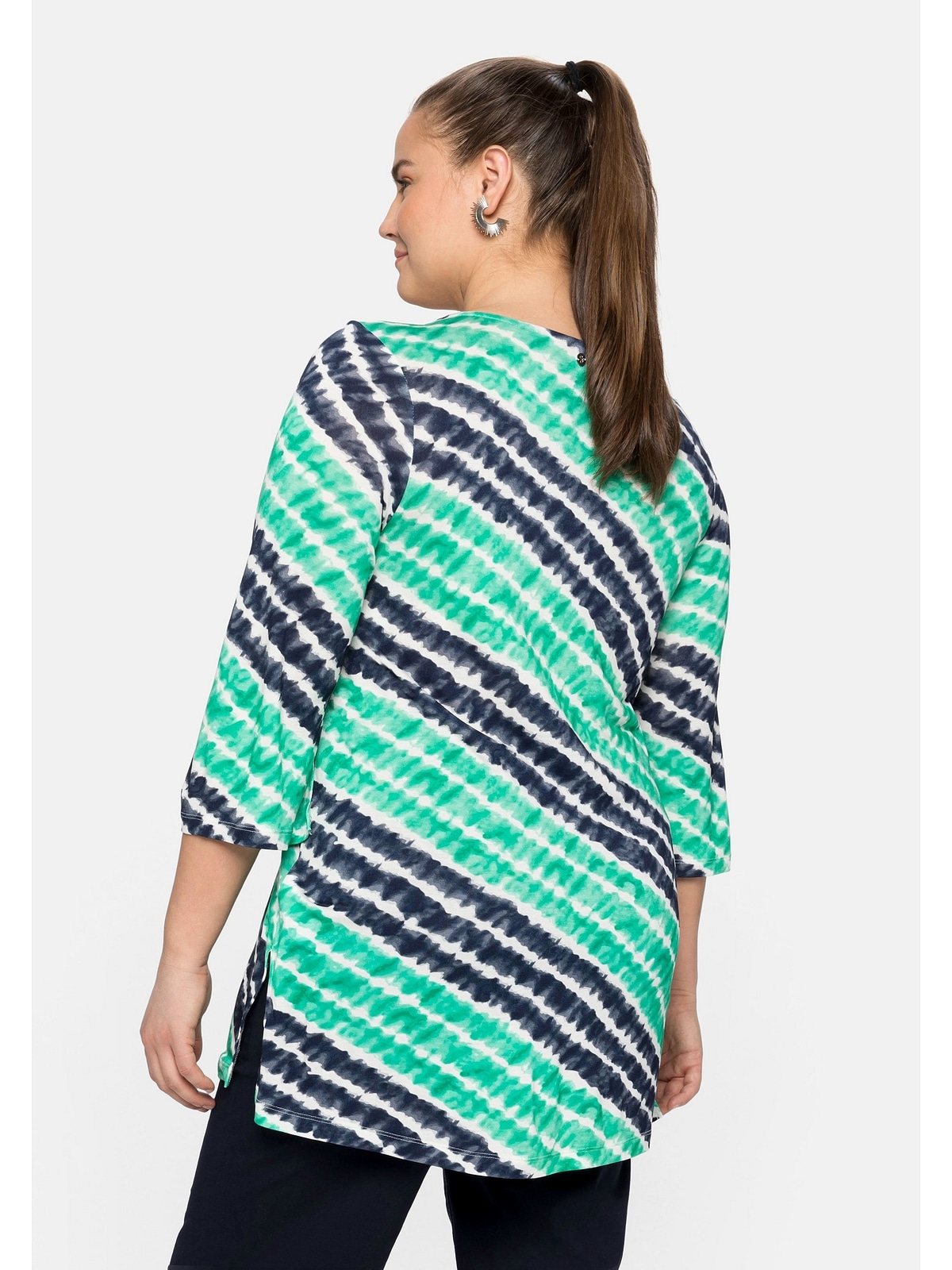 Sheego Longshirt »Große Größen«, mit Batik-Streifen und Trompetenärmeln  online | I'm walking