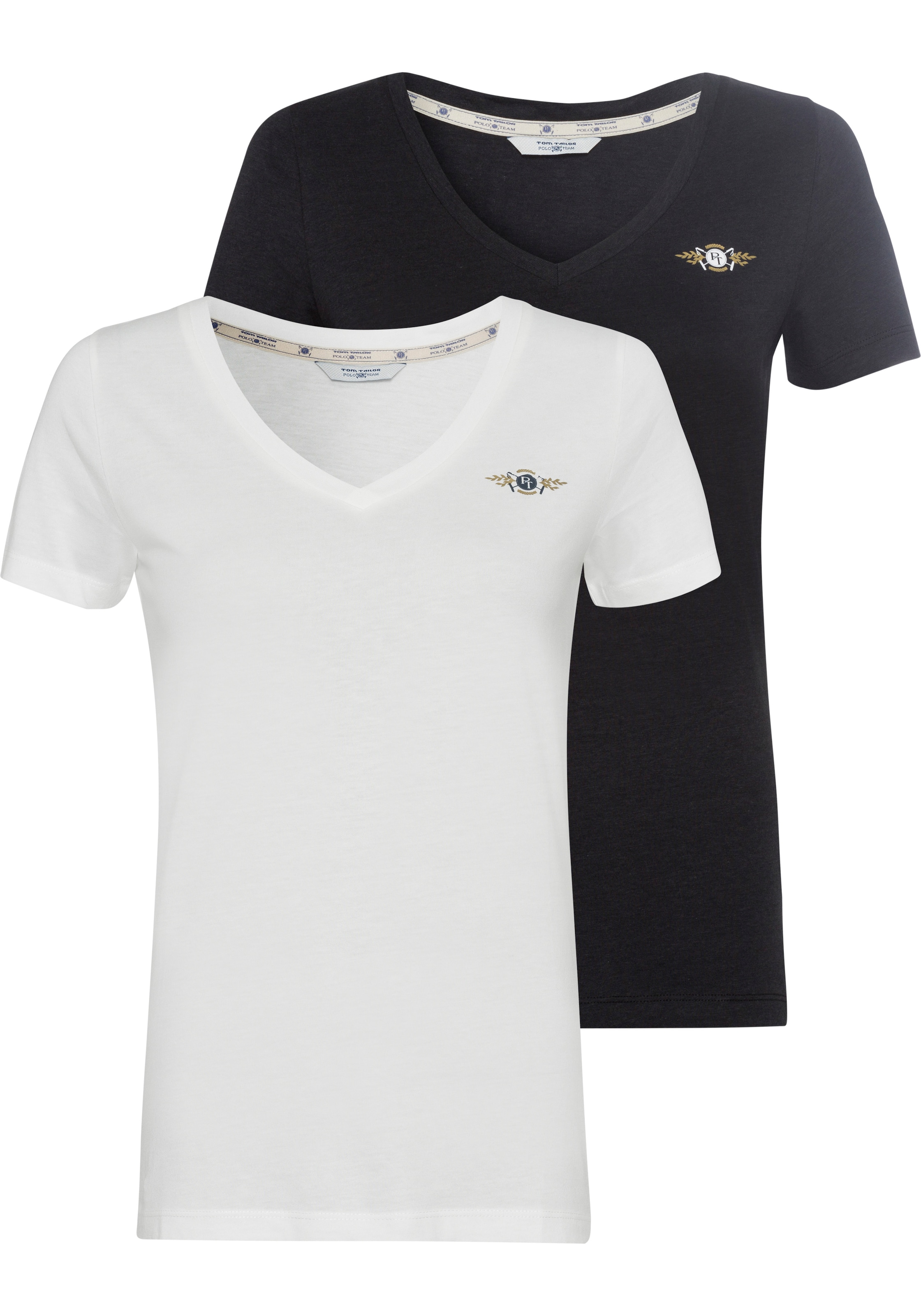 TOM TAILOR Polo Team T-Shirt, Doppelpack (Packung, I\'m 2 2er-Pack), farblich walking online | modischen tlg., im