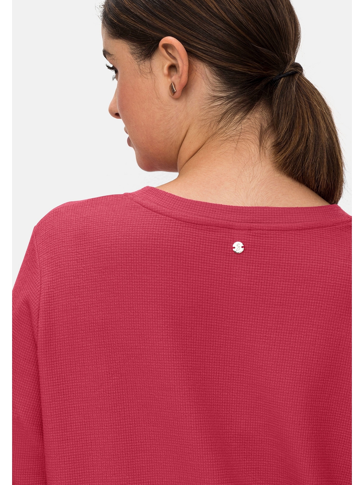 Sheego 3/4-Arm-Shirt »Große Größen«, in strukturierter Optik mit V-Cut  bestellen | I\'m walking