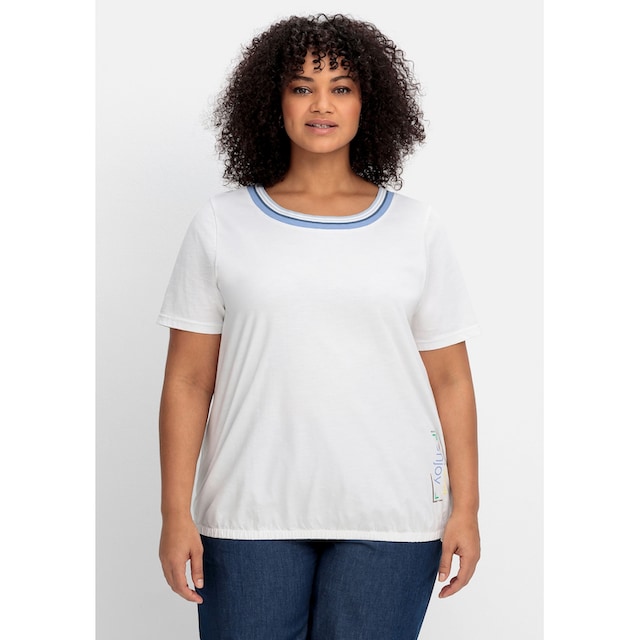 Sheego T-Shirt »Große Größen«, mit gestreifter Rippblende und Gummizugbund  shoppen