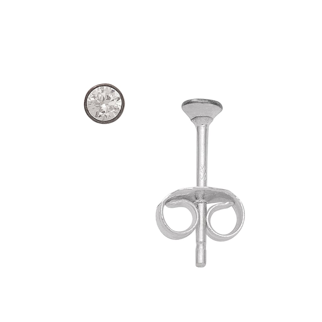Adelia´s Paar Ohrhänger 925 Silber Ohrringe Ohrstecker Ø 3 mm mit Zirkonia  Silberschmuck für Damen