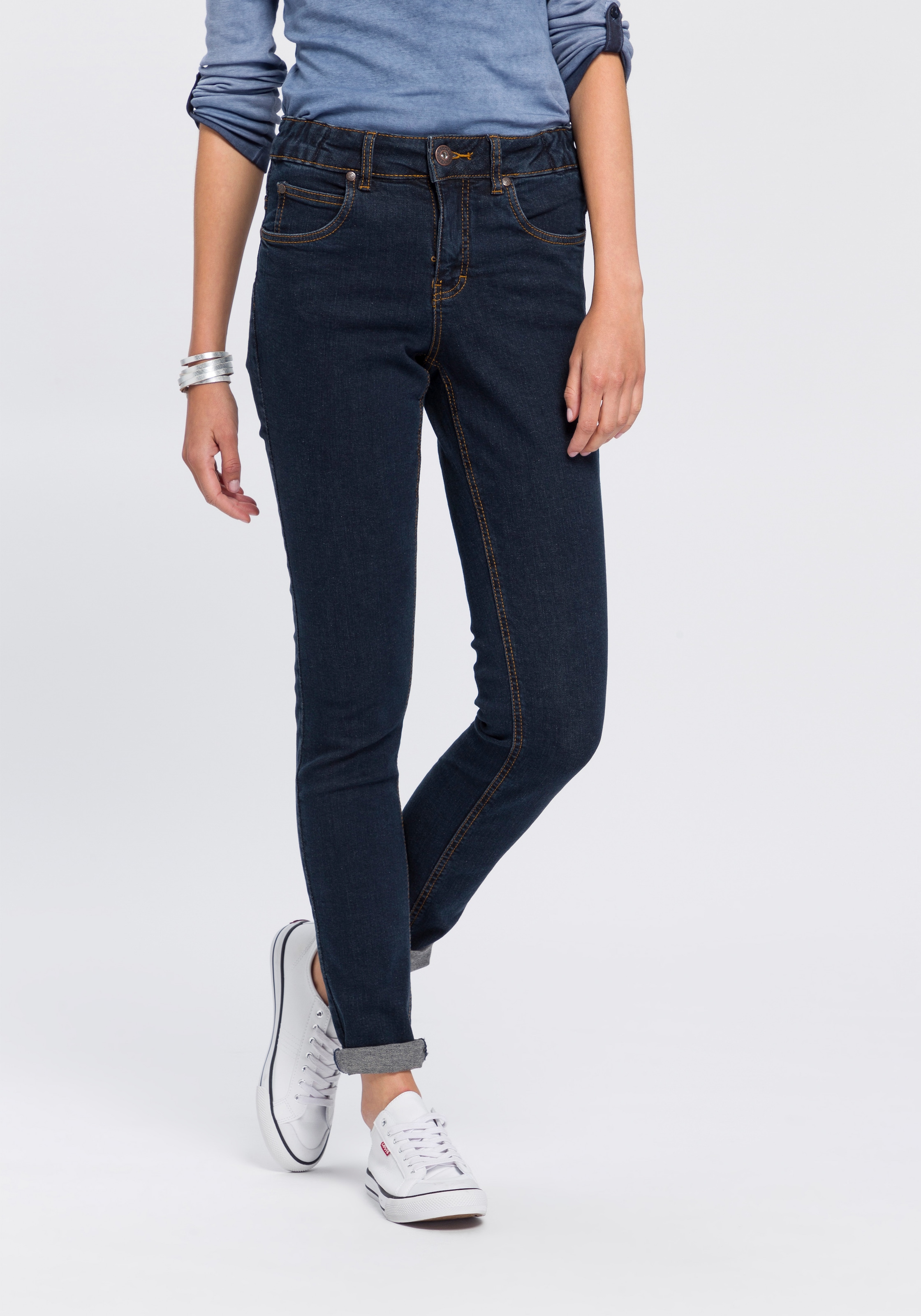 Gummizugeinsatz«, online Arizona Slim-fit-Jeans seitlichem High Waist mit »Bund