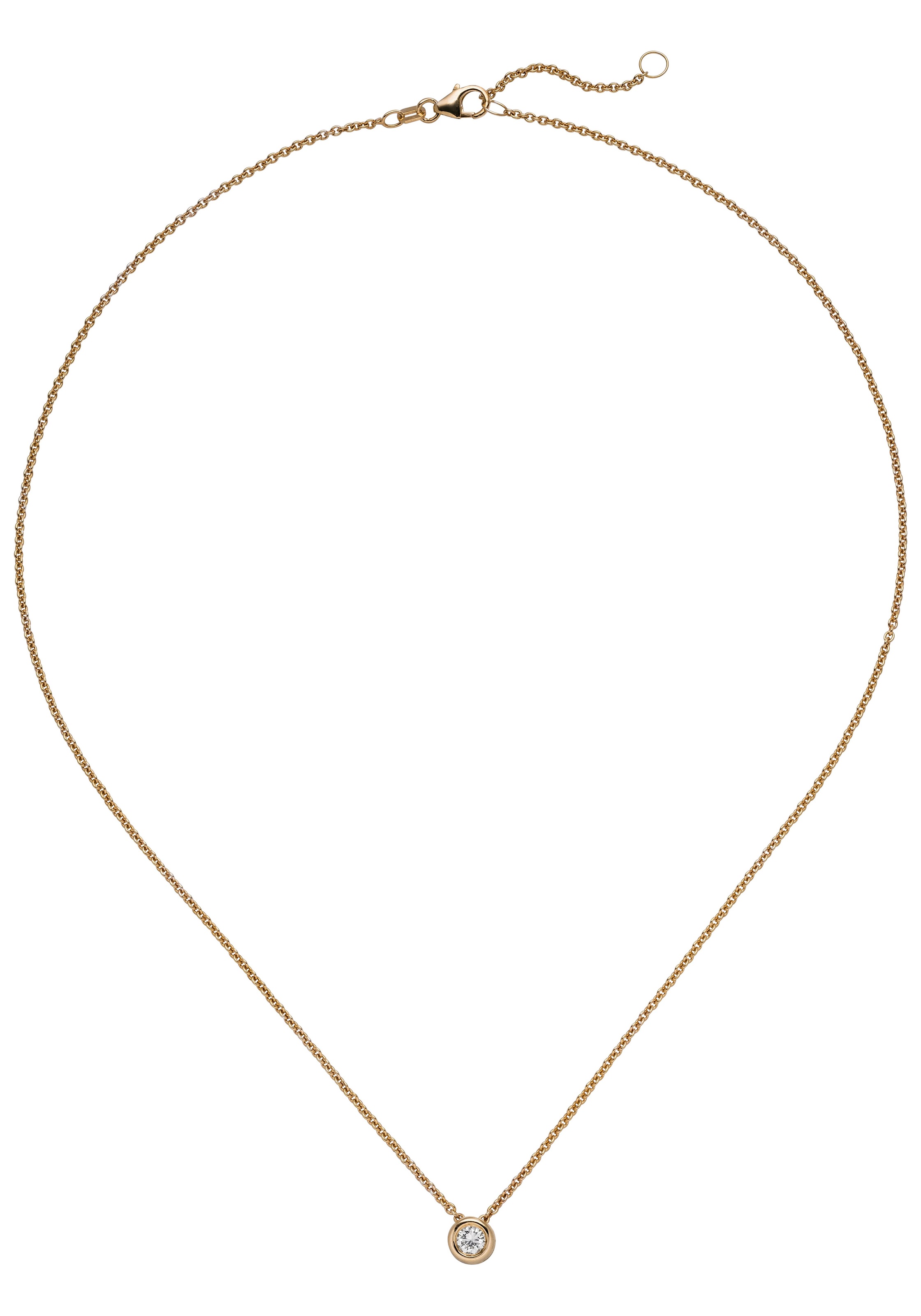 JOBO Kette mit Anhänger Solitär 585 Roségold mit 1 Diamant Brillant 0 25 ct. 45 cm