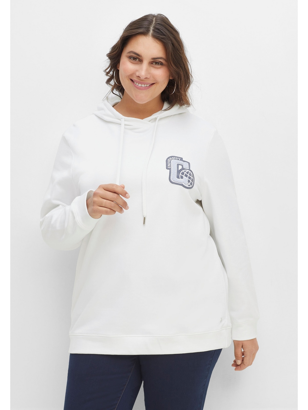 »Große Größen«, Kapuze mit Sweatshirt und kaufen College-Applikation Sheego