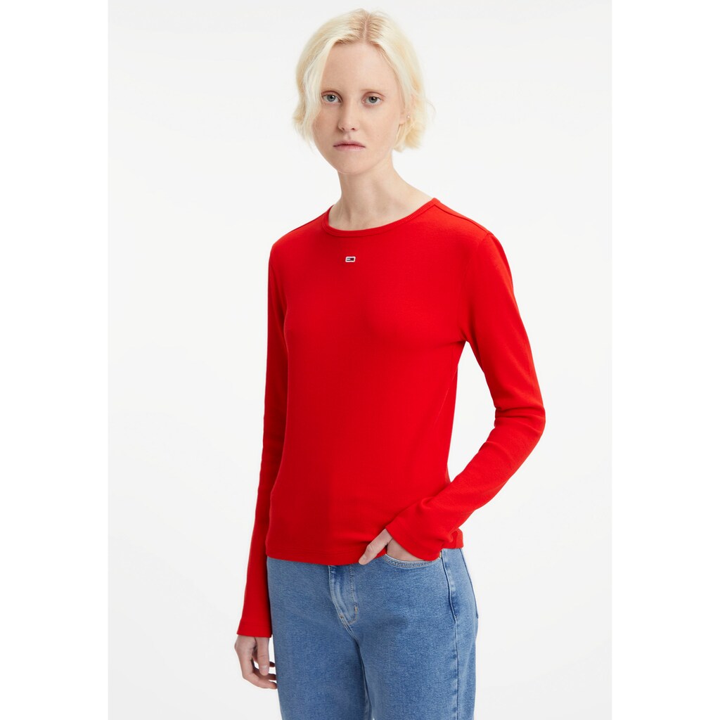 Tommy Jeans Langarmshirt »TJW BBY ESSENTIAL RIB LS«, mit Tommy Jeans Logo-Flag Stickerei