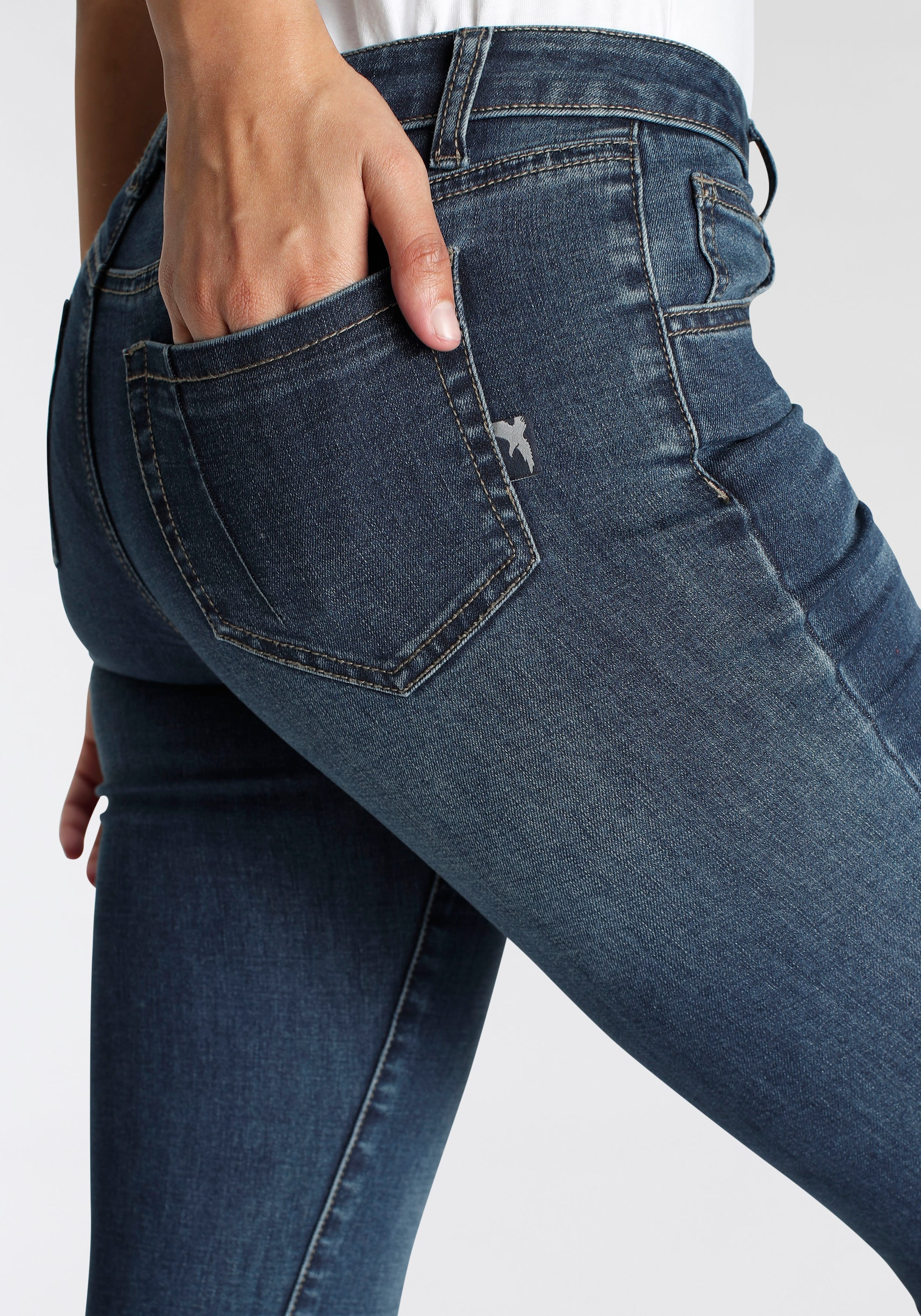 Arizona Skinny-fit-Jeans Denim high normale stretch sehr figurbetont performance Leibhöhe Waist »Ultra-Stretch, kombinieren«, shoppen gut Mid zu bequem
