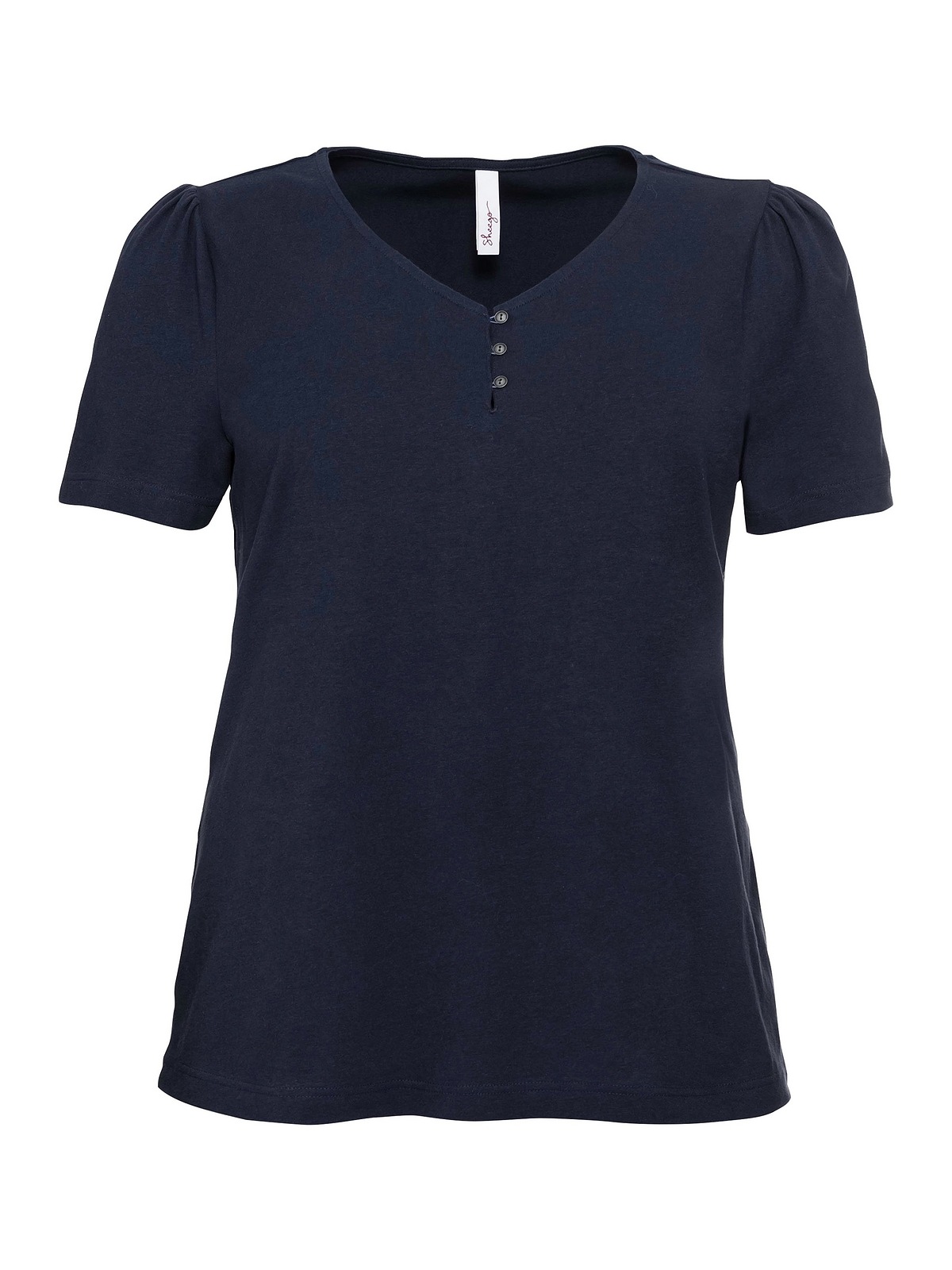 Puffärmeln »Große T-Shirt Knopfleiste und Sheego kurzer leichten mit online Größen«,