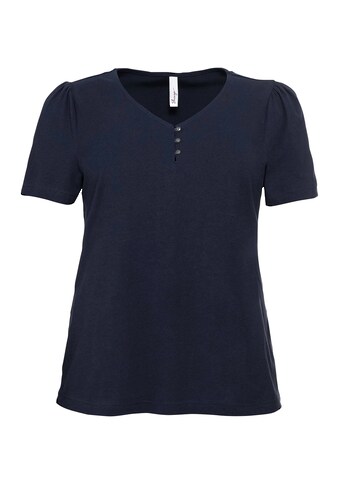 Sheego T-Shirt »T-Shirt«, mit leichten Puffärmeln und kurzer Knopfleiste kaufen