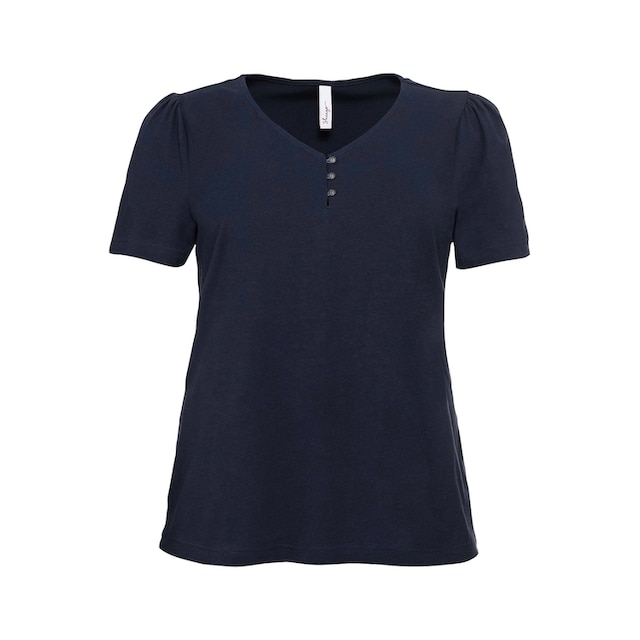 Sheego T-Shirt »Große Größen«, mit leichten Puffärmeln und kurzer  Knopfleiste online