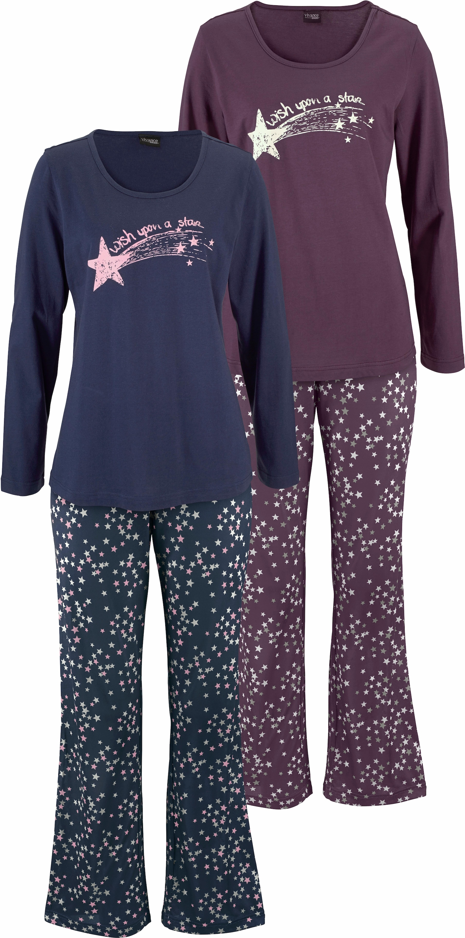 Vivance Dreams Pyjama, (4 tlg., 2 Stück), mit Sternenprint & Wäsche auf  Rechnung bestellen