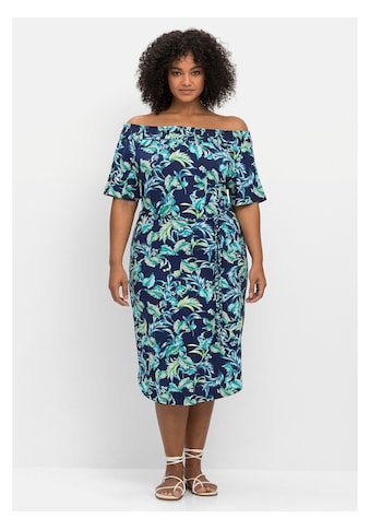 Sheego Strandkleid »Große Größen«, mit Blätterprint und Carmenausschnitt kaufen