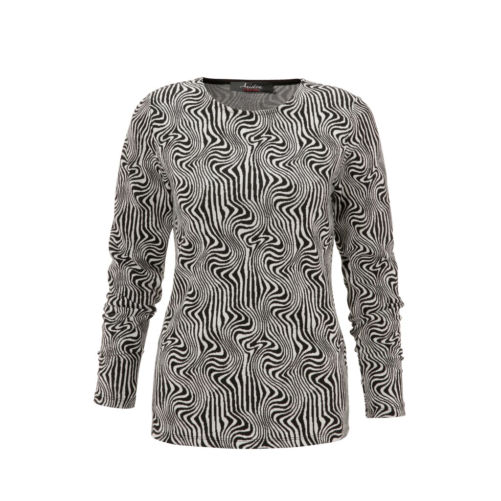 Aniston CASUAL Langarmshirt mit verwirbeltem Zebrastreifen-Druck Aniston CASUAL Langarmshirt mit verwirbeltem Zebrastreifen-Druck