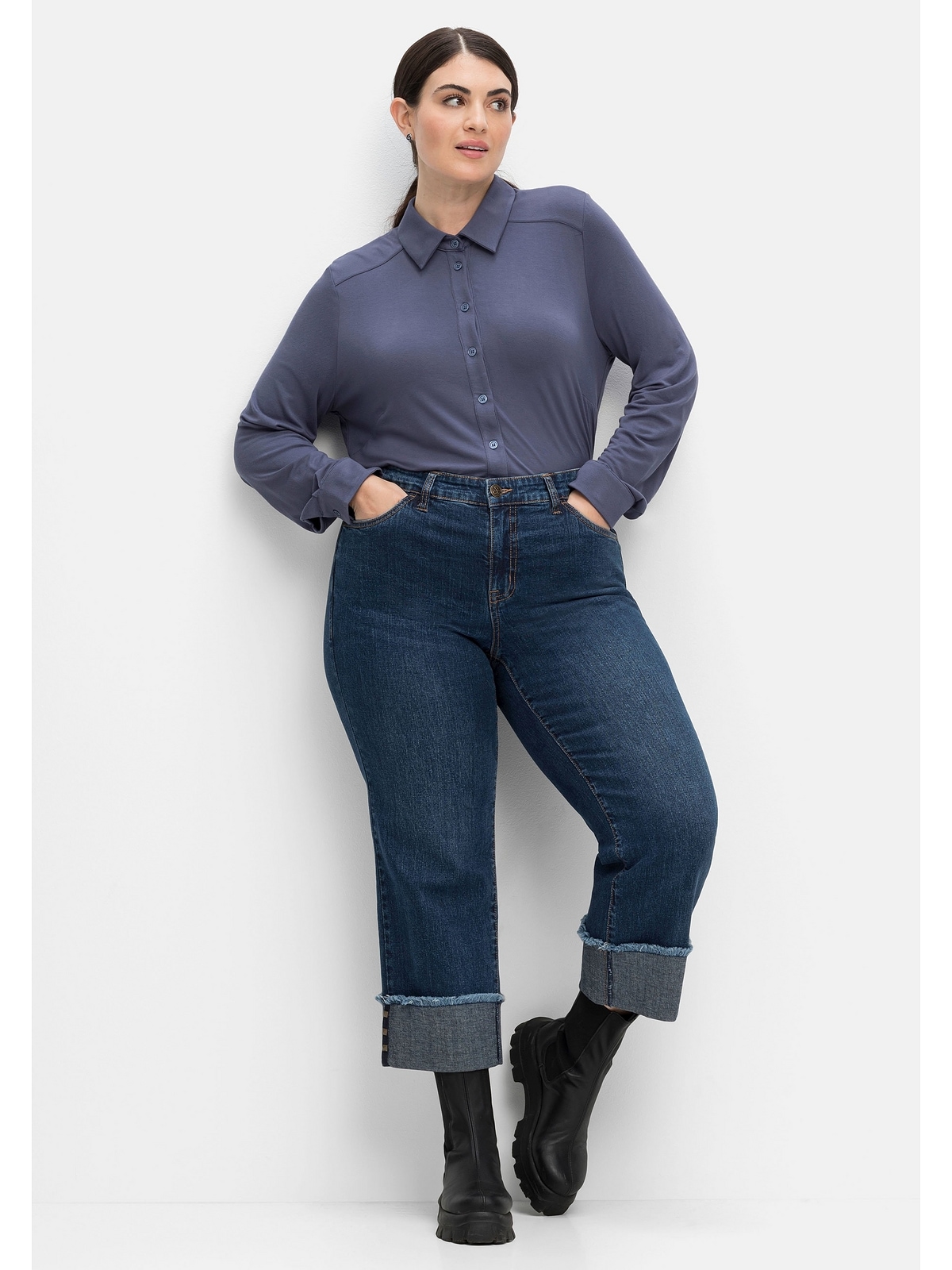 Sheego Hemdbluse »Große Größen«, aus elastischem Viskose-Jersey kaufen |  I\'m walking