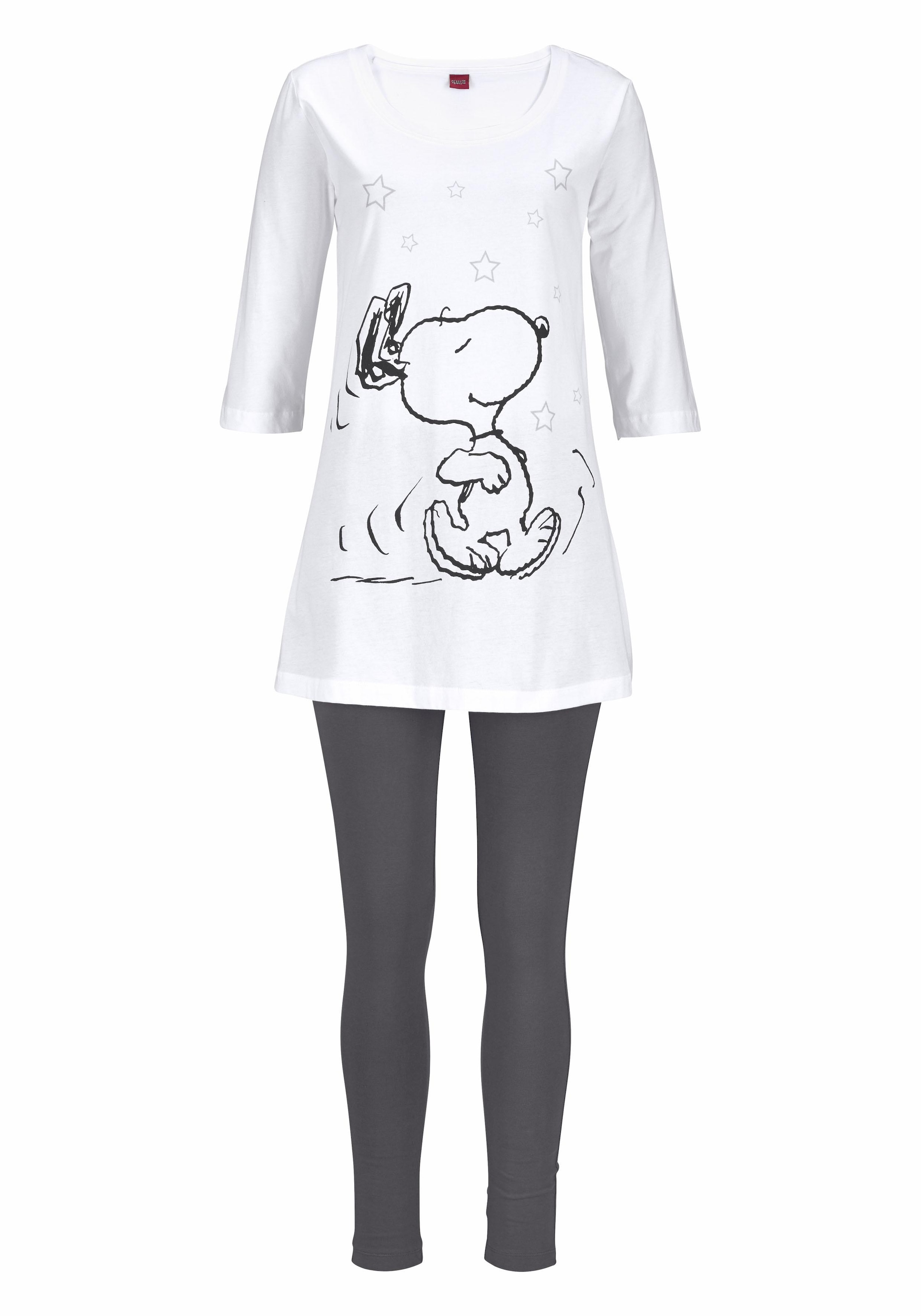 Peanuts Pyjama, (2 Wäsche Druck mit und auf Stück), tlg., Rechnung & mit Snoopy 1 bestellen legerem Leggings Shirt
