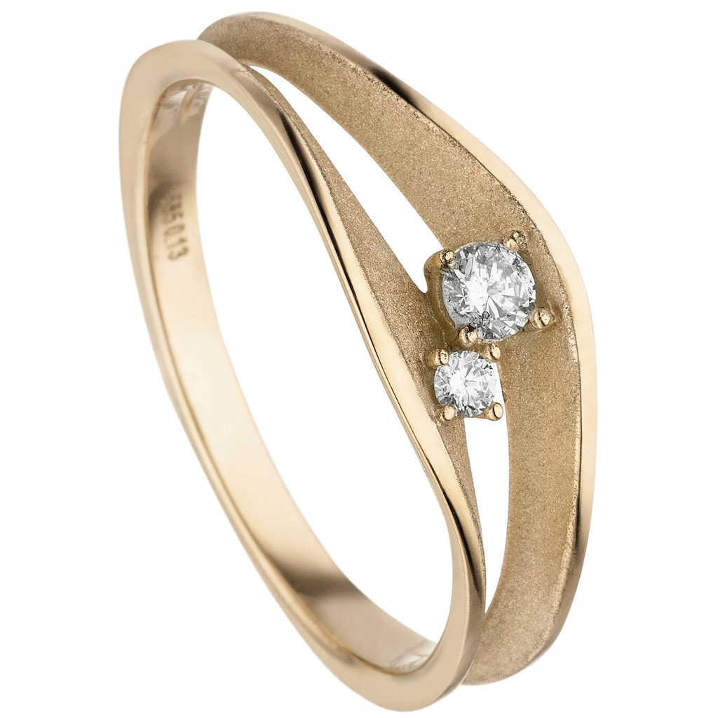 JOBO Fingerring Ring mit 2 Diamanten 585 Gold