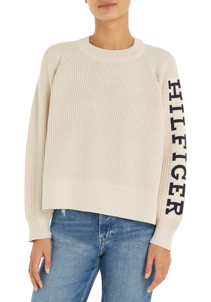 Tommy Hilfiger Strickkleid »PLACED HILFIGER SWEATER DRESS«, mit markantem  Hilfiger Logo-Schriftzug Auf dem Ärmel shoppen | Strickkleider