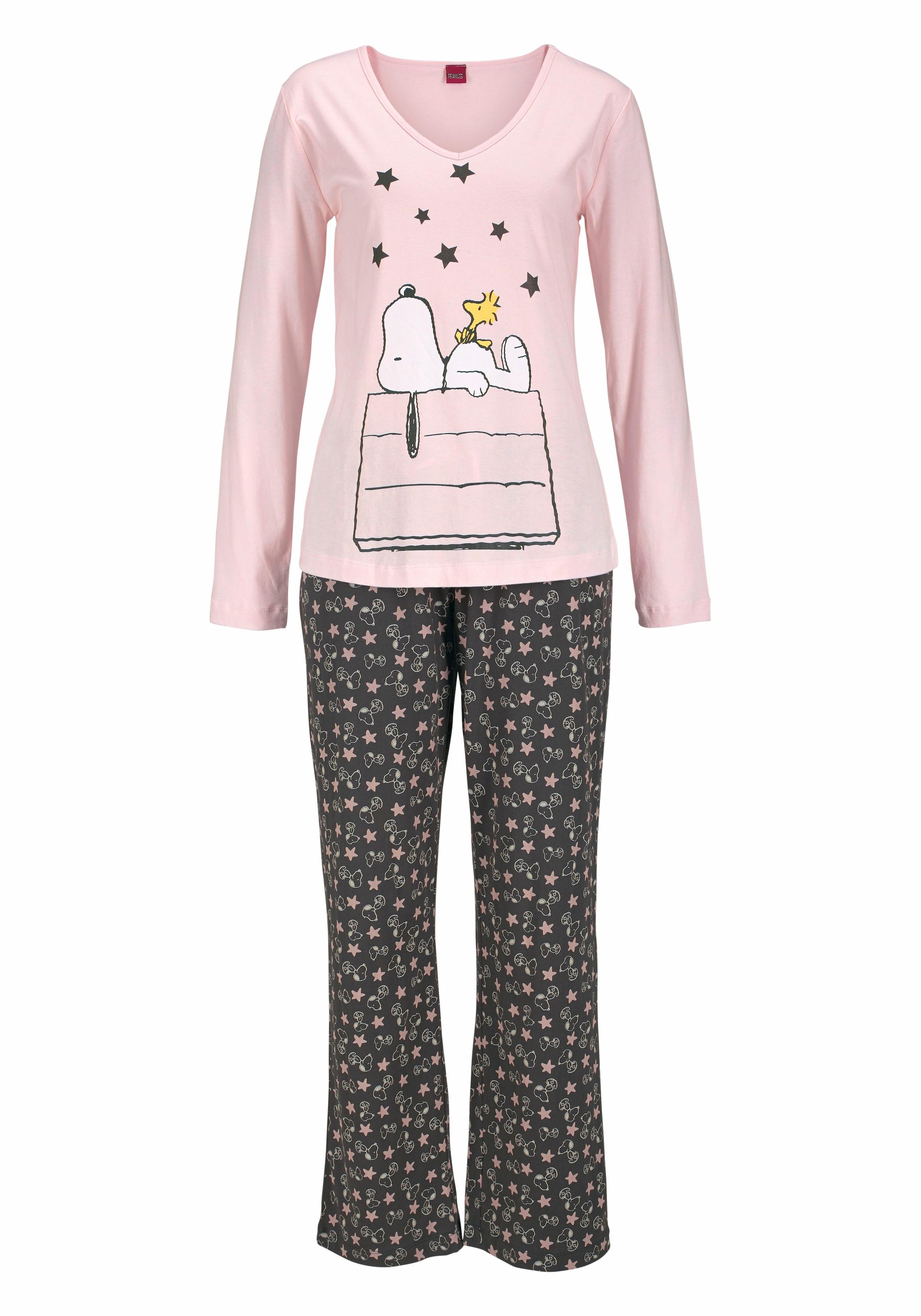 Peanuts Pyjama, (2 1 auf in Form Stück), bestellen Wäsche tlg., & Snoopy-Design niedlichen Rechnung im langer